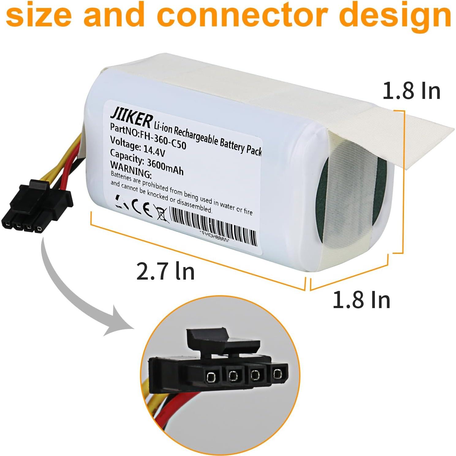 Batería de Reemplazo 14.4V 3600mAh Li-ion para Aspiradora 360 C50