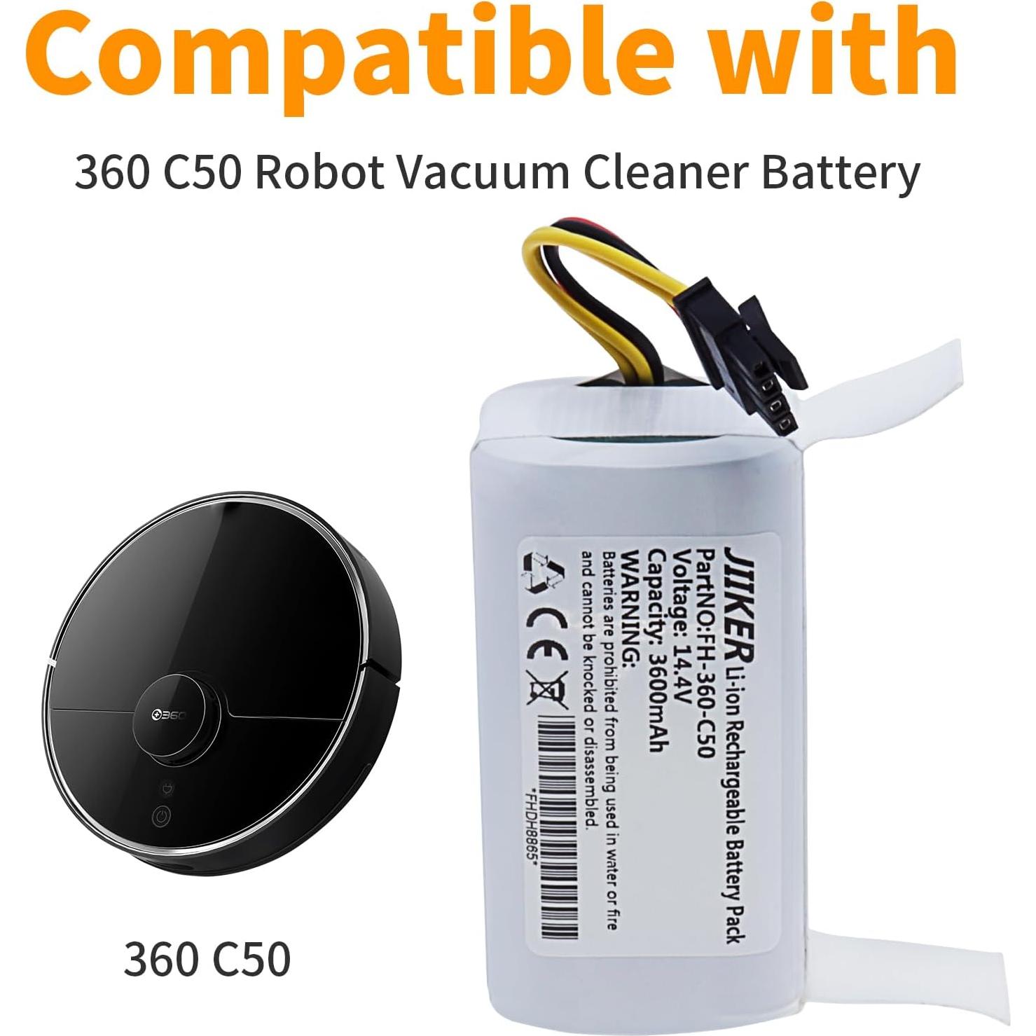 Batería de Reemplazo 14.4V 3600mAh Li-ion para Aspiradora 360 C50