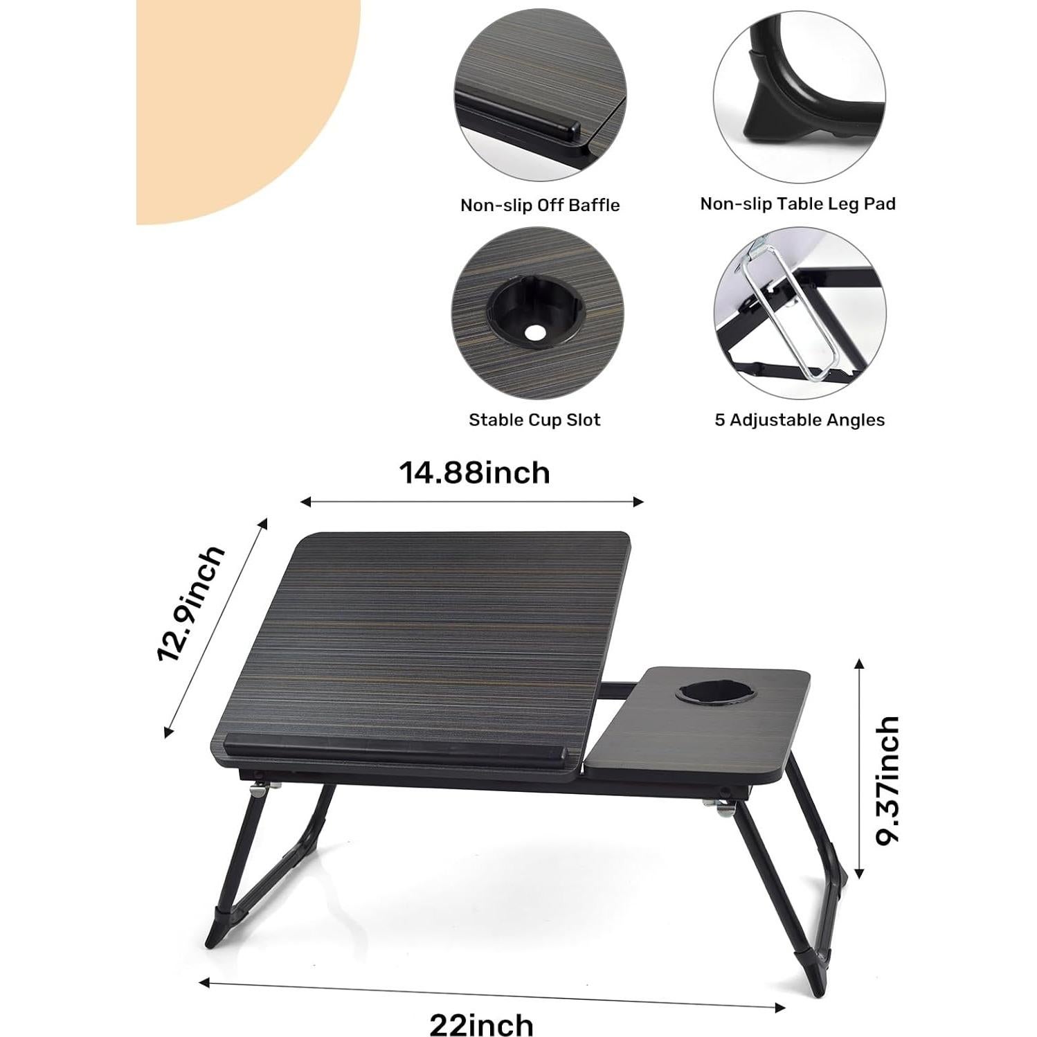Mesa de sofá ajustable Onejiafu negra para laptop y lectura