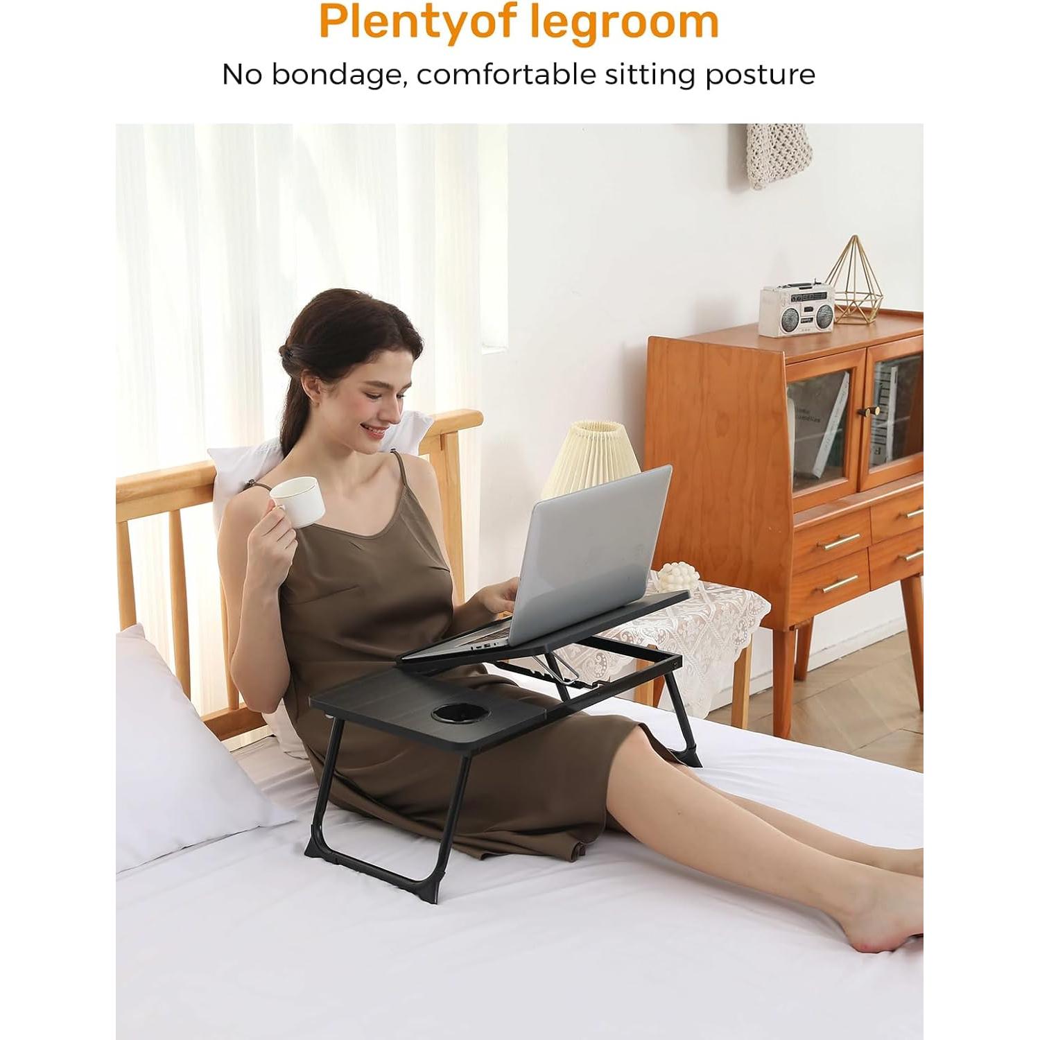 Mesa de sofá ajustable Onejiafu negra para laptop y lectura