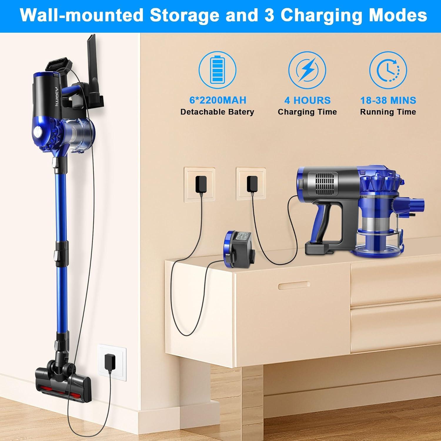 Aspiradora Inalámbrica iwoly D300 28KPa HEPA 2 en 1 Recargable