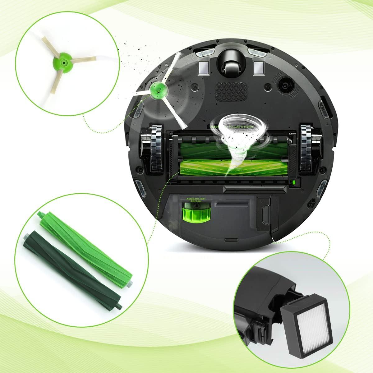 Accesorios de Repuesto iRobot Roomba i3 i4 i6 i7 i8 E5 E6 E7 - 1 Juego de Cepillos y Filtros HEPA