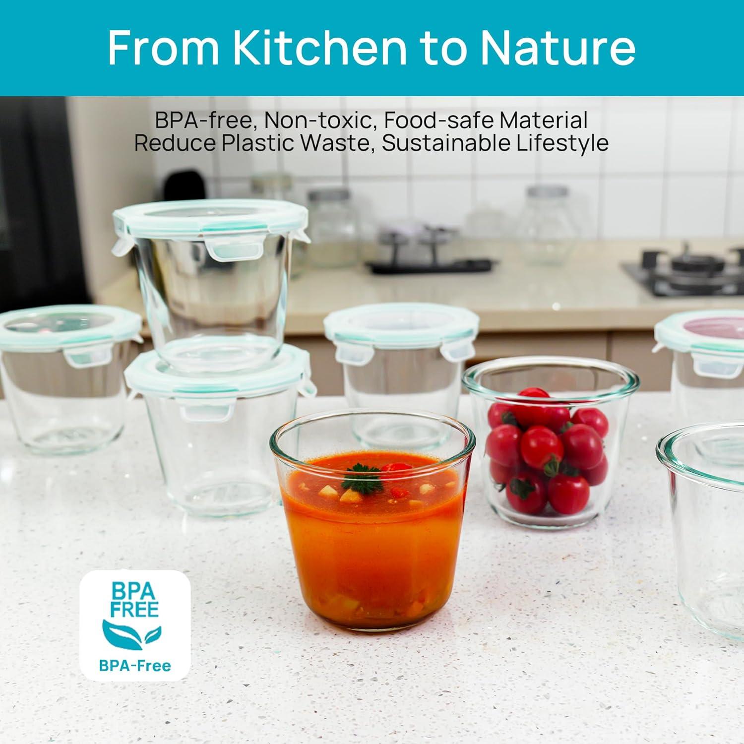 Vtopmart 6 Contenedores de Vidrio 3 Tazas Herméticos