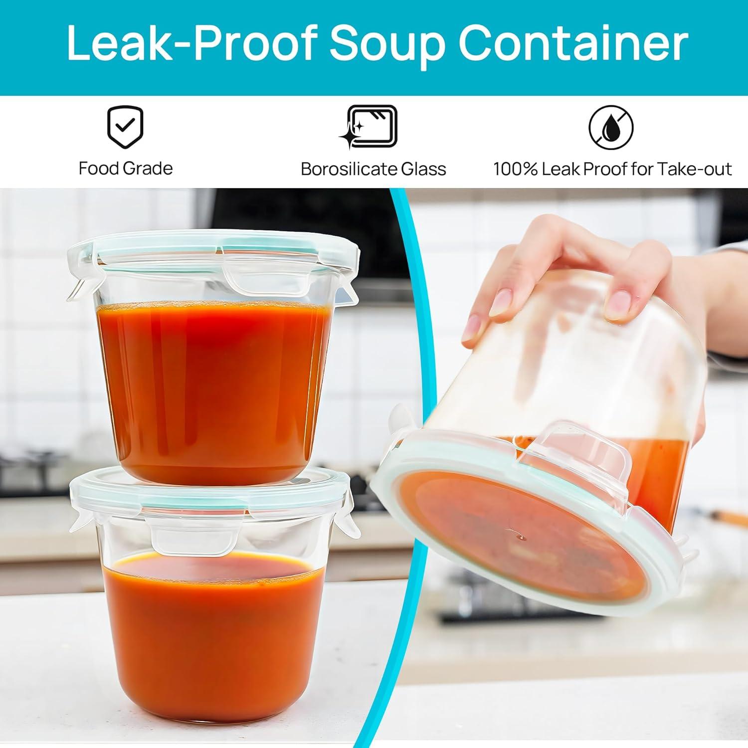 Vtopmart 6 Contenedores de Vidrio 3 Tazas Herméticos