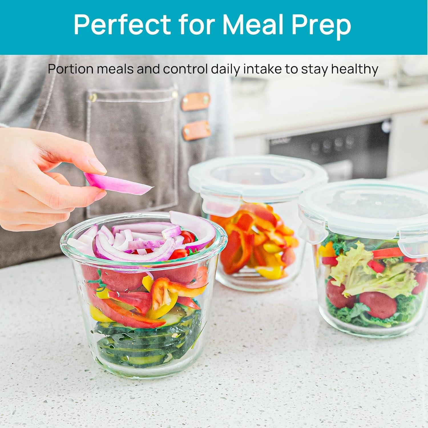 Vtopmart 6 Contenedores de Vidrio 3 Tazas Herméticos