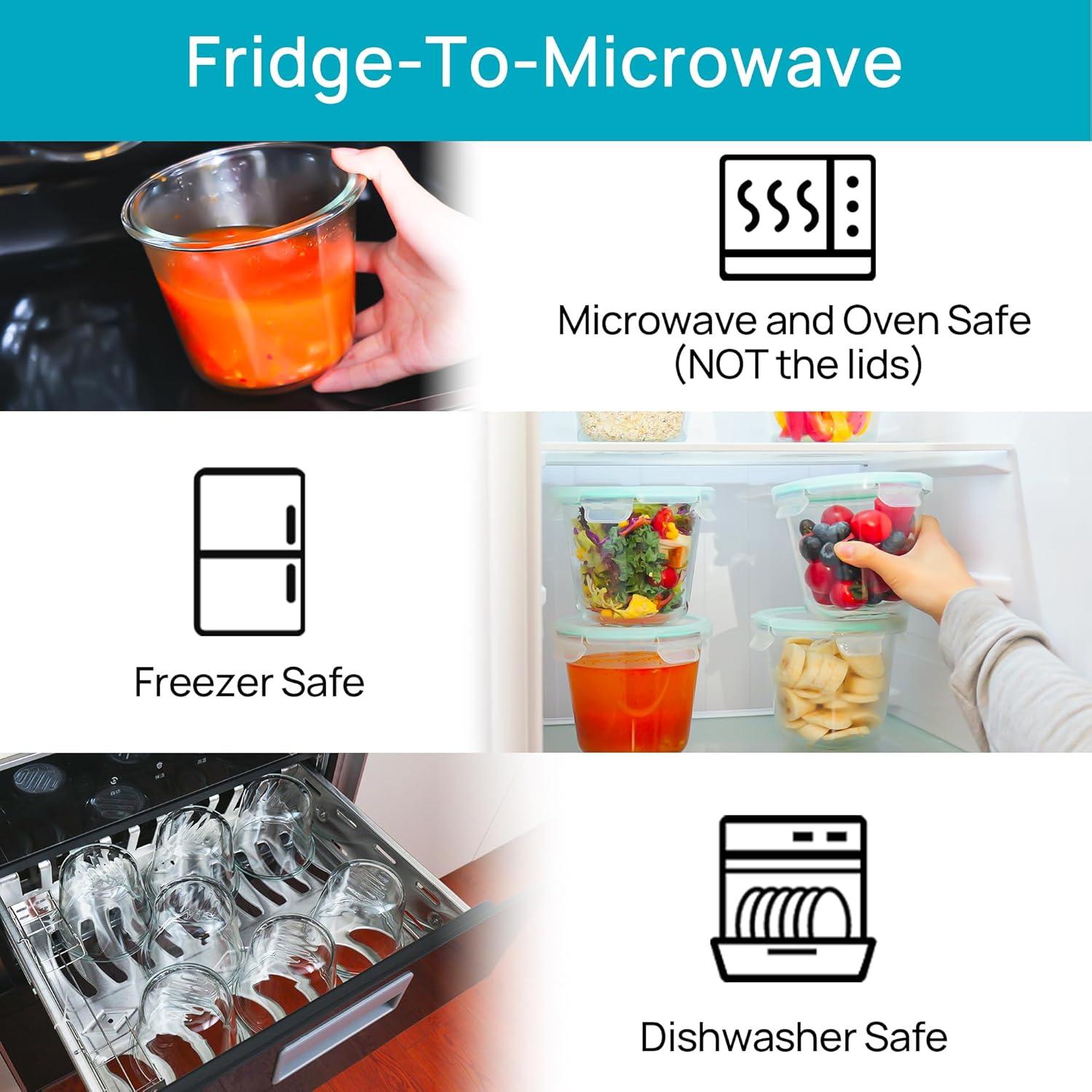 Vtopmart 6 Contenedores de Vidrio 3 Tazas Herméticos