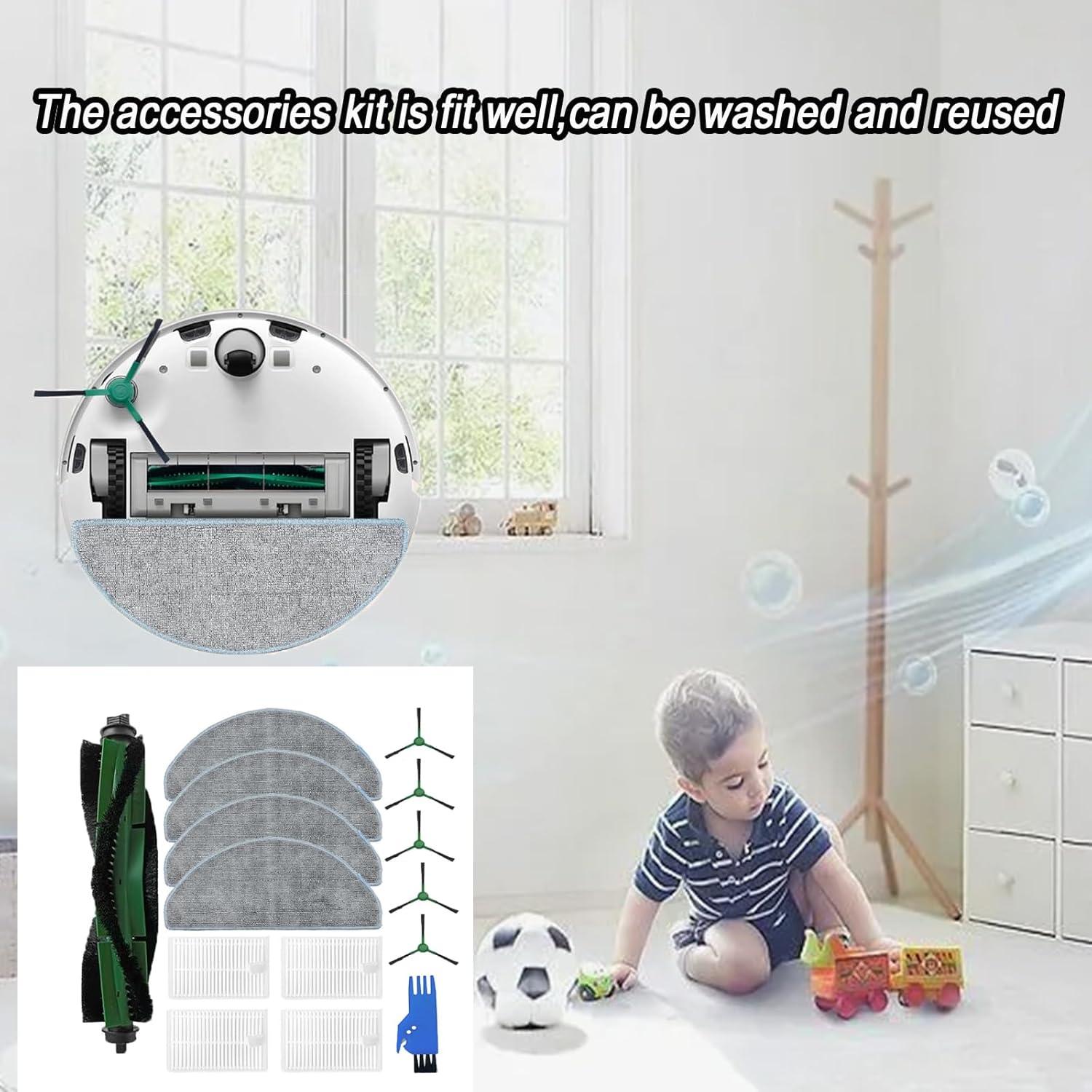 Kit de Accesorios para iRobot Roomba Combo Frexusuent - 1 Cepillo, 4 Filtros HEPA, 4 Paños de Mopa