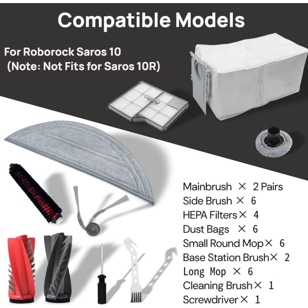 Kit de Accesorios 34 Piezas para Aspiradora Roborock Saros 10