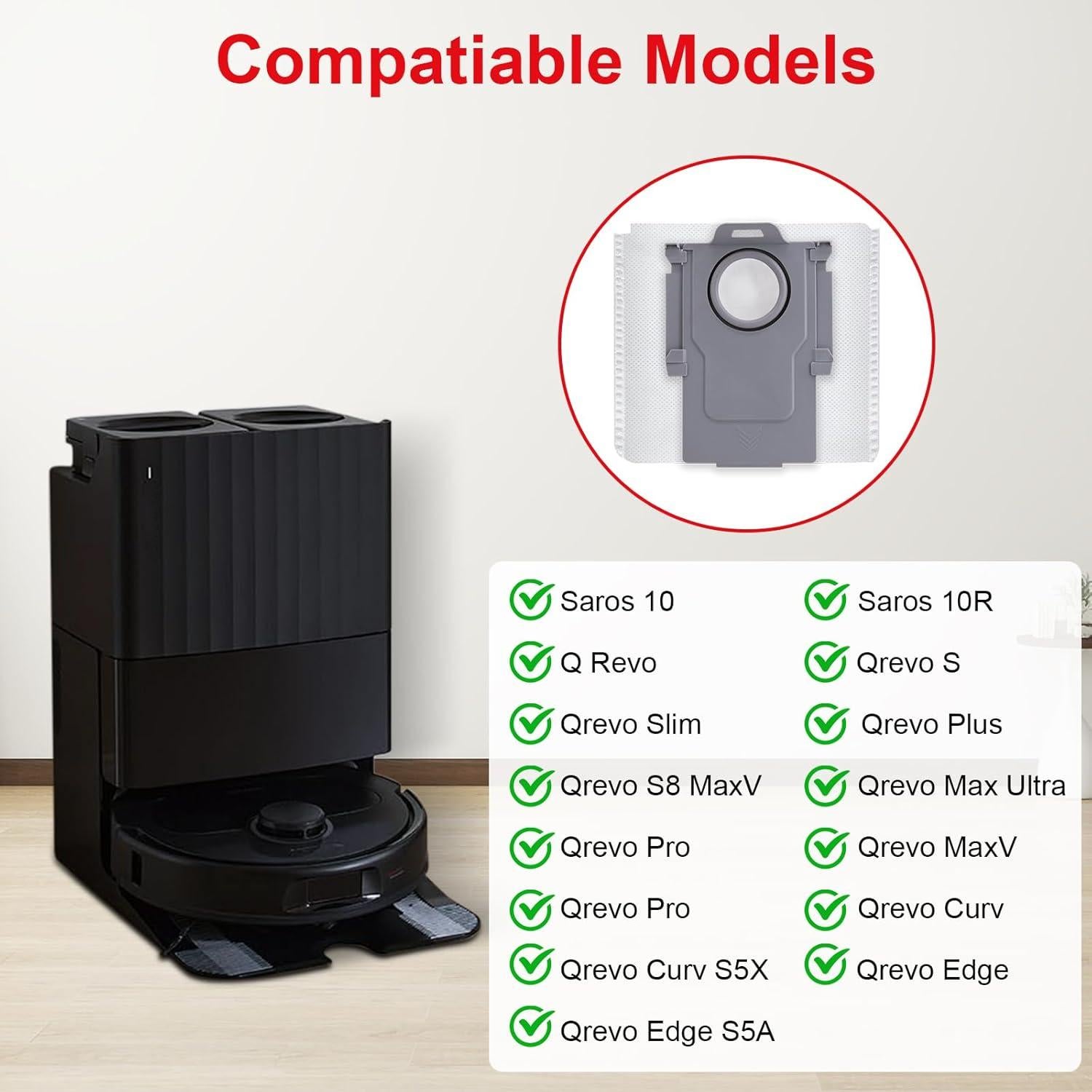 Paquete de 20 bolsas de polvo Qrevo para aspiradoras 3L