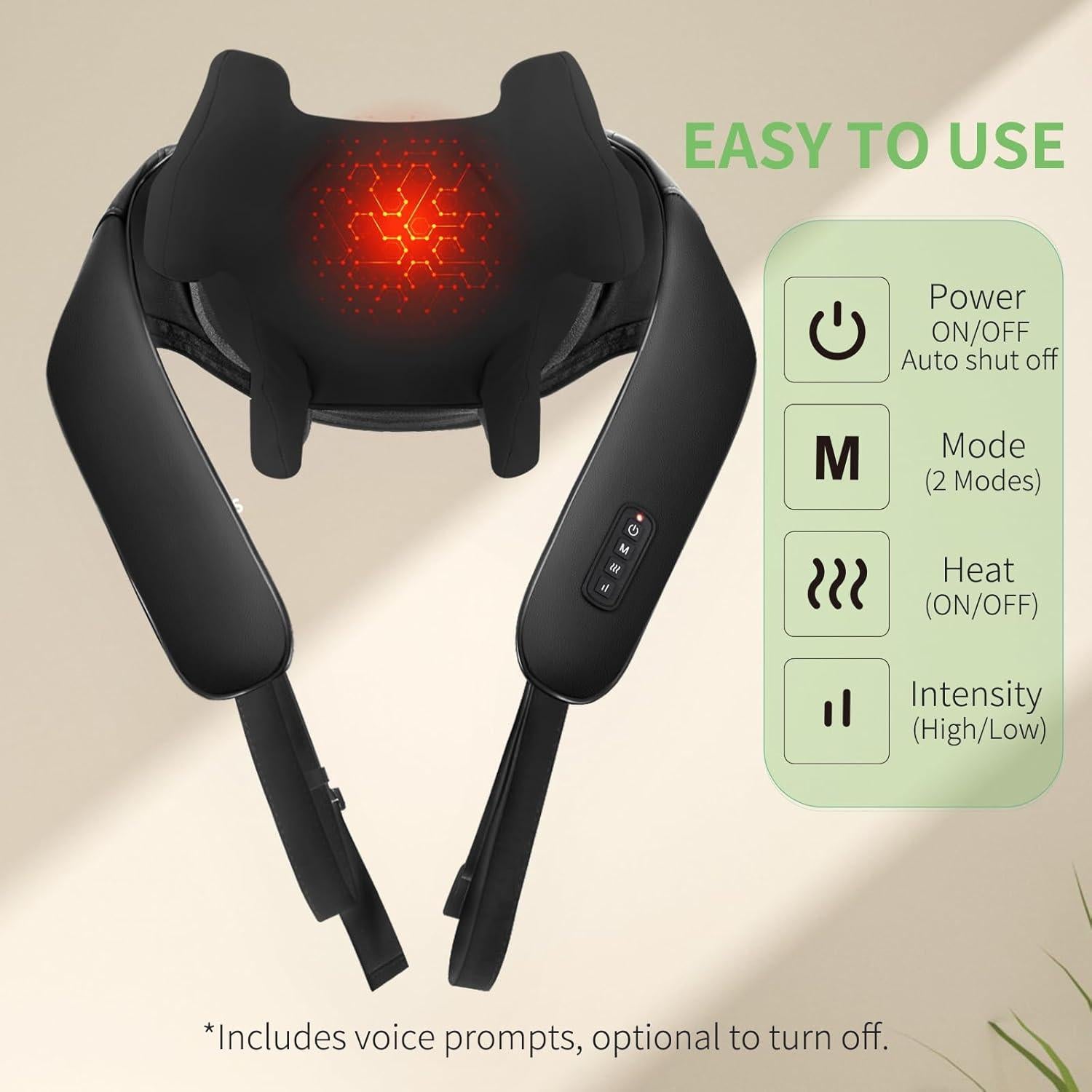 Masajeador de Cuello y Espalda Shiatsu MASGRE 2600mAh Inalámbrico