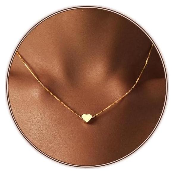 Collar Choker de Corazón Airmb Joyería Baño de Oro 40.64 cm