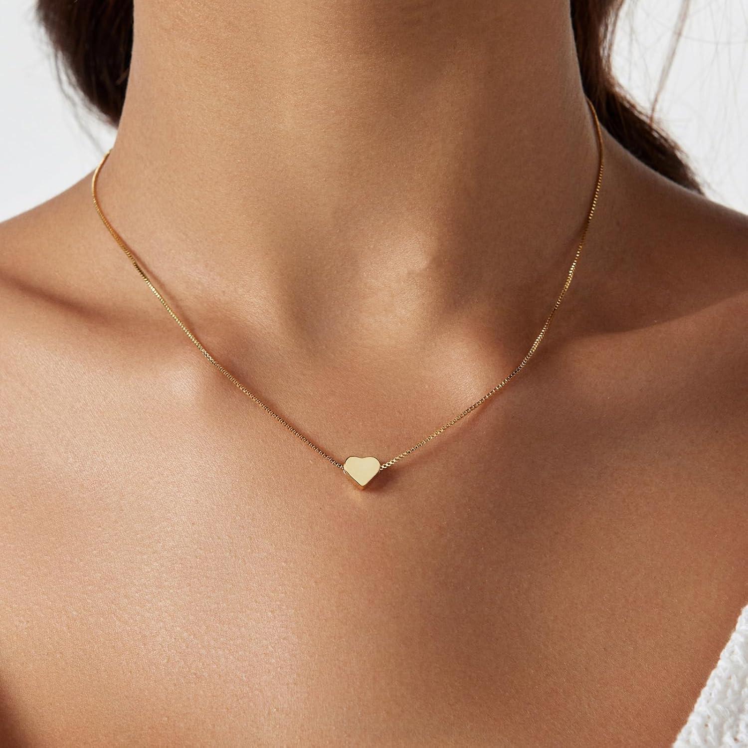 Collar Choker de Corazón Airmb Joyería Baño de Oro 40.64 cm