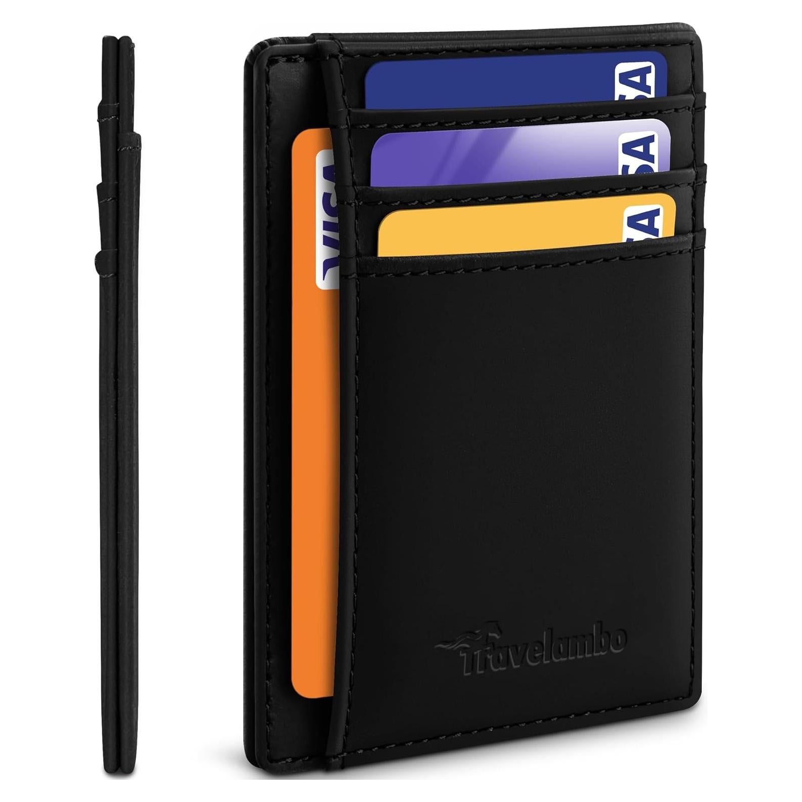 Cartera de Cuero Genuino Travelambo Slim con Bloqueo RFID