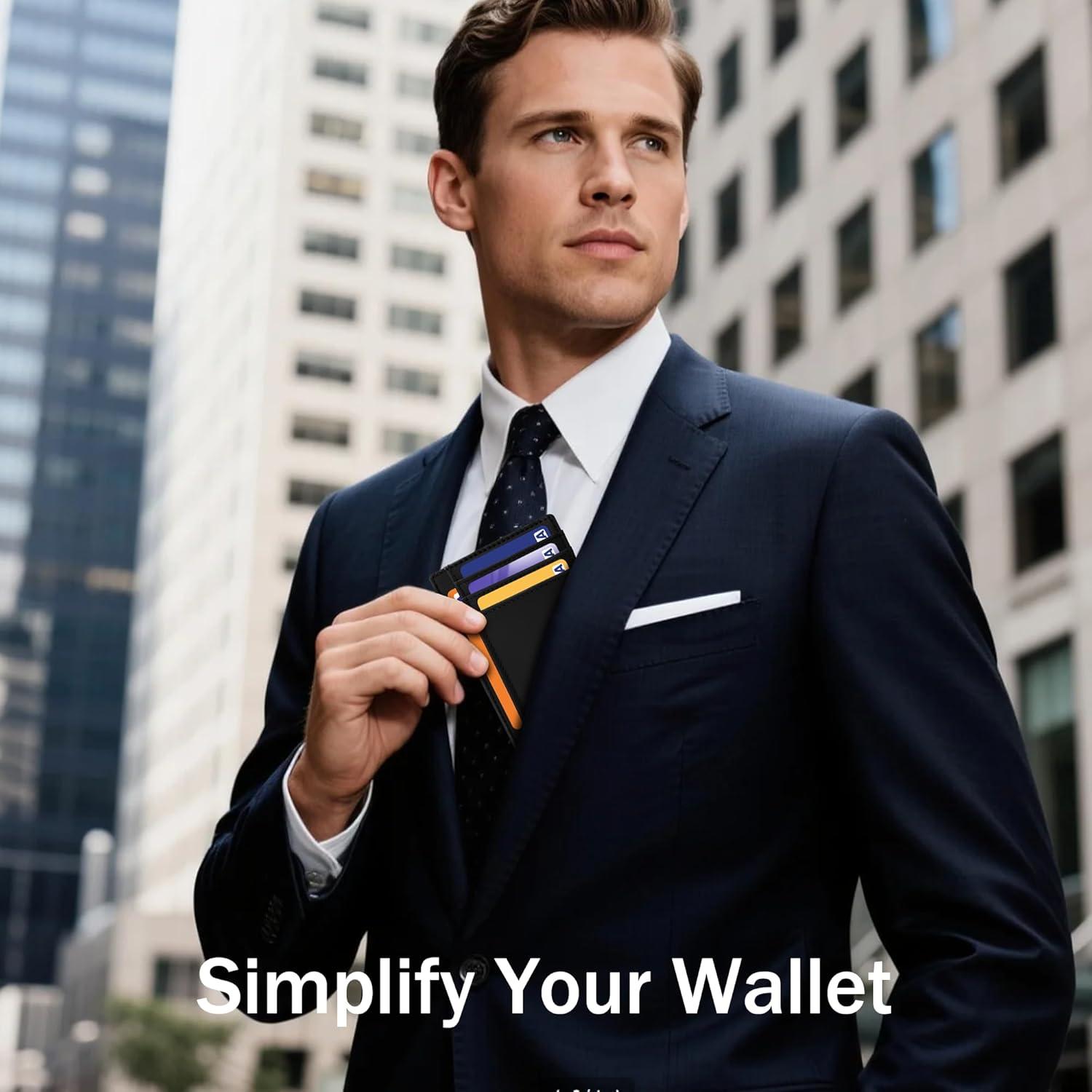 Cartera de Cuero Genuino Travelambo Slim con Bloqueo RFID