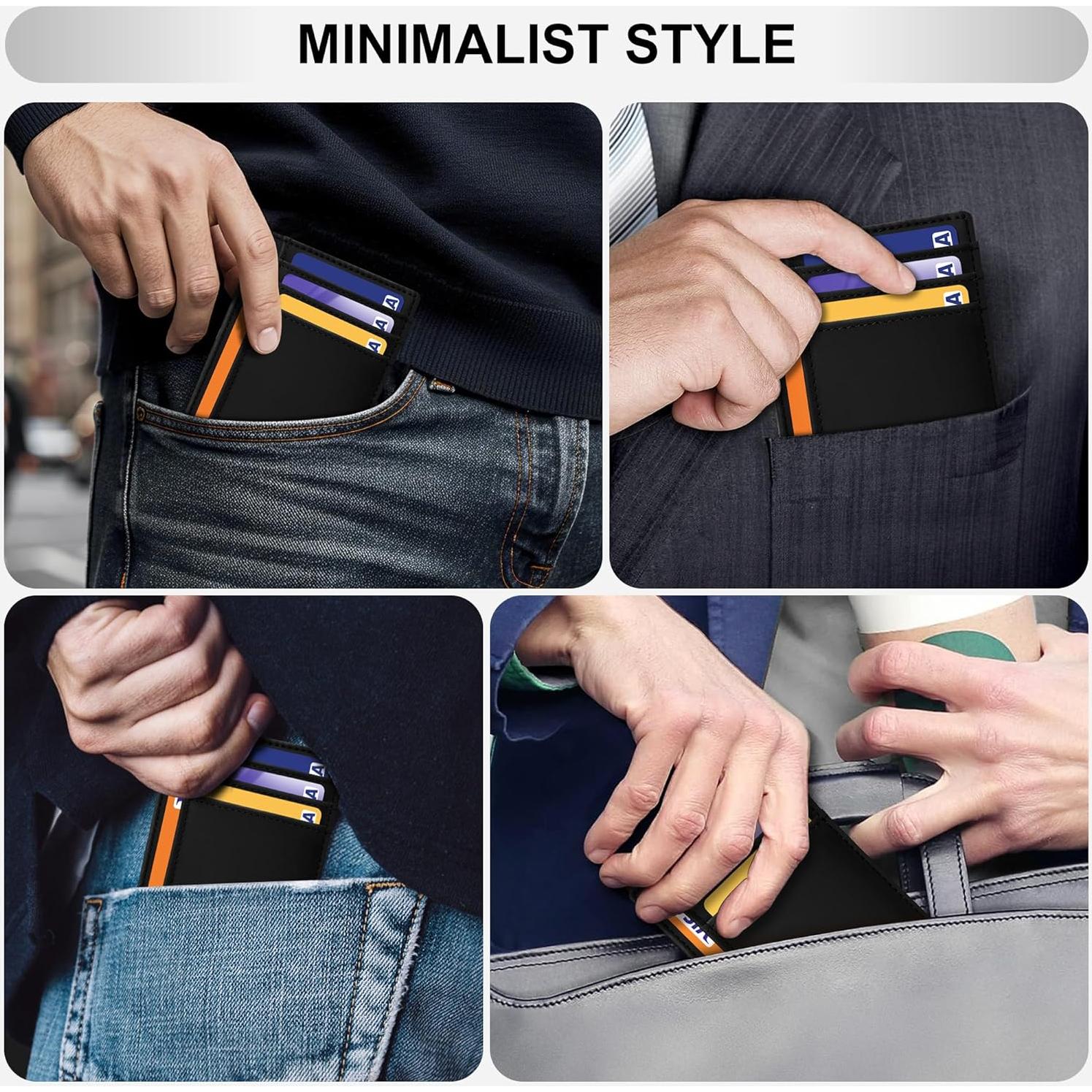 Cartera de Cuero Genuino Travelambo Slim con Bloqueo RFID