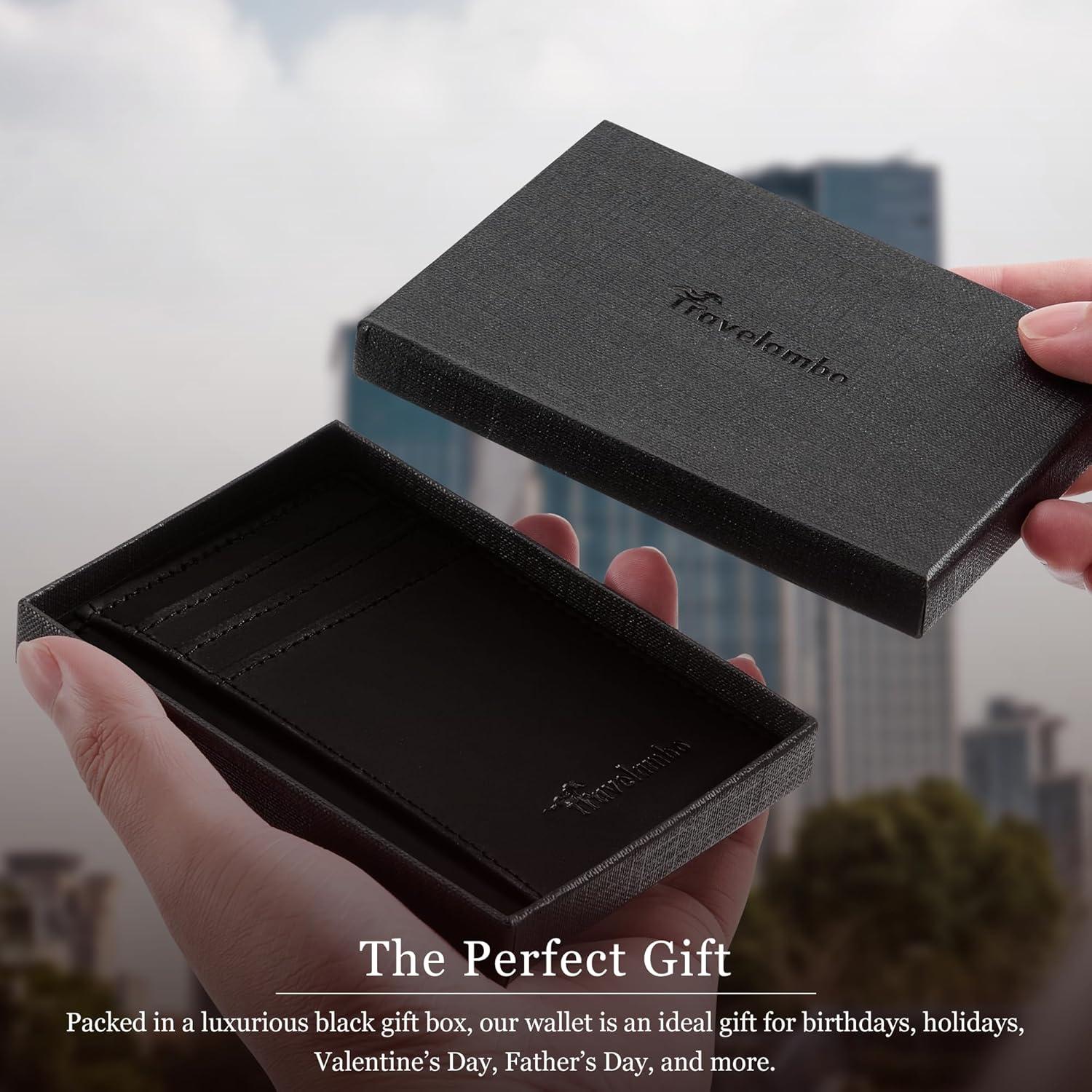 Cartera de Cuero Genuino Travelambo Slim con Bloqueo RFID