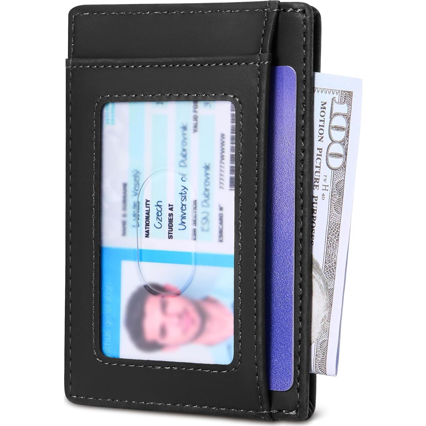 Cartera de Cuero Genuino Travelambo Slim con Bloqueo RFID