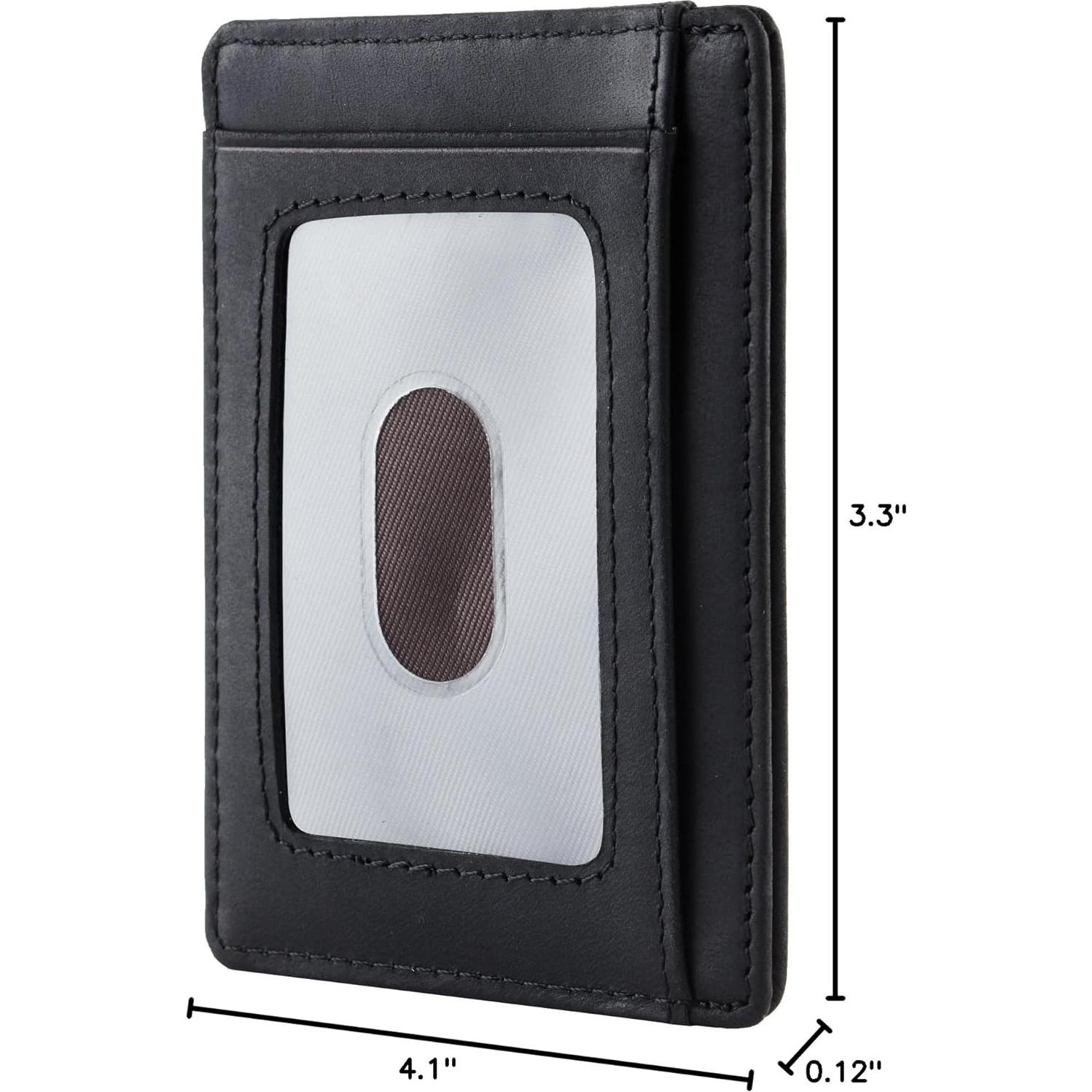 Cartera de Cuero Genuino Travelambo Slim con Bloqueo RFID