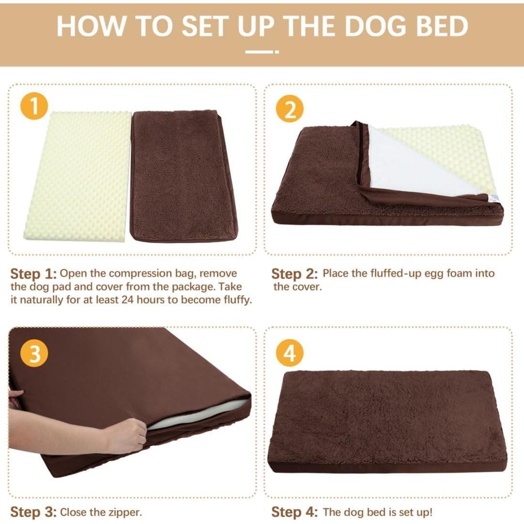 Cama Ortopédica para Perros MIHIKK Impermeable 89x56cm Marrón