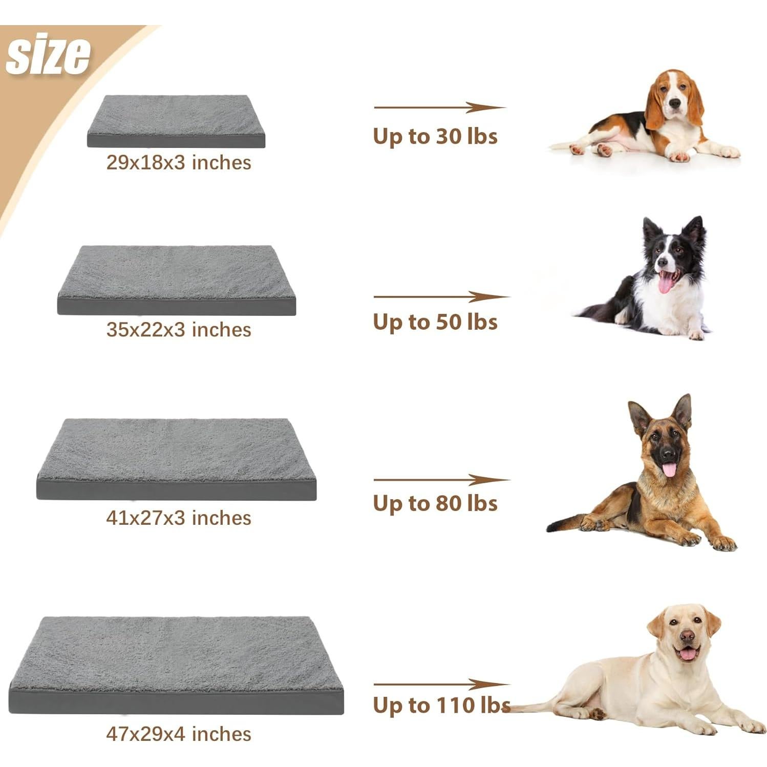 Cama Ortopédica para Perros MIHIKK Impermeable 89x56cm Marrón