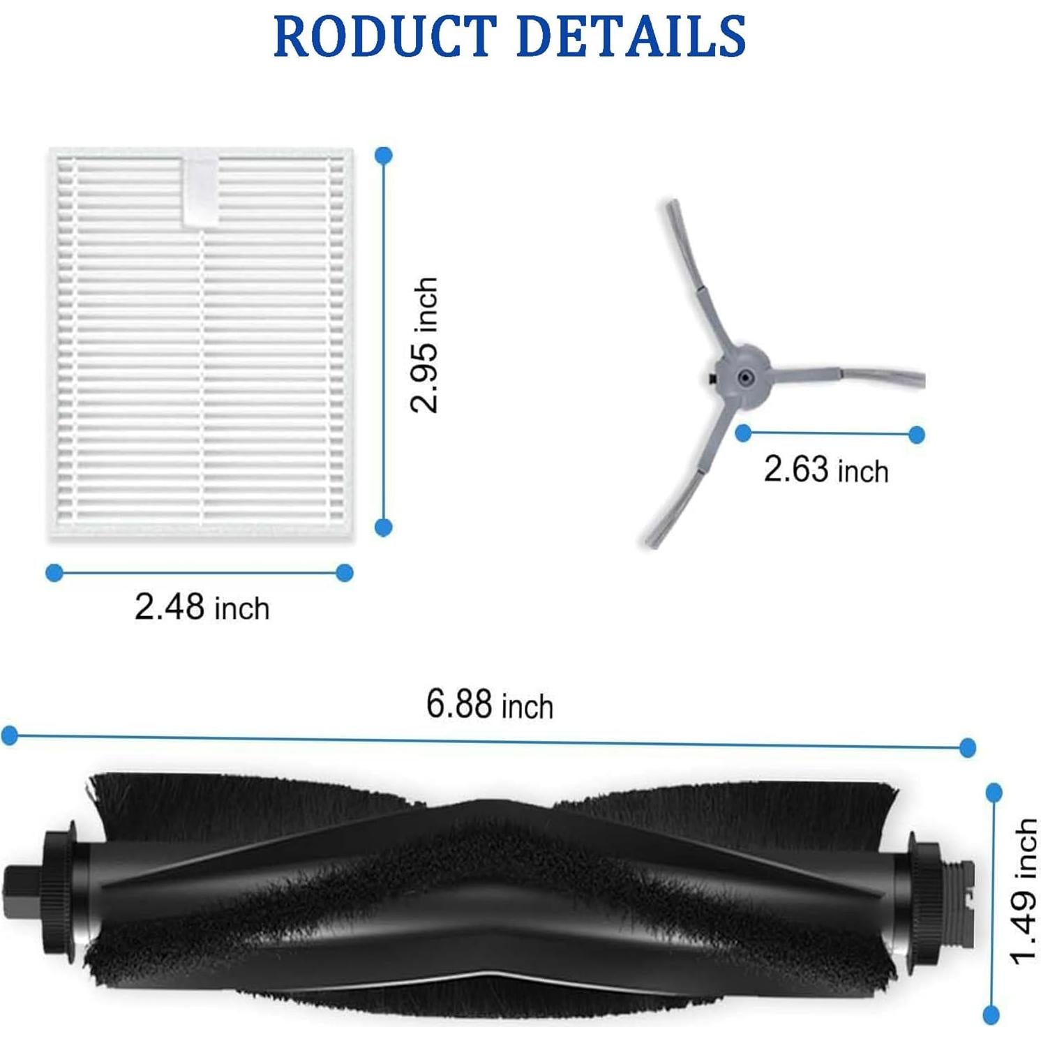 Kit de Repuesto Eufy L50 L60 - 2 Cepillos Rodantes, 6 Filtros, 8 Cepillos Laterales
