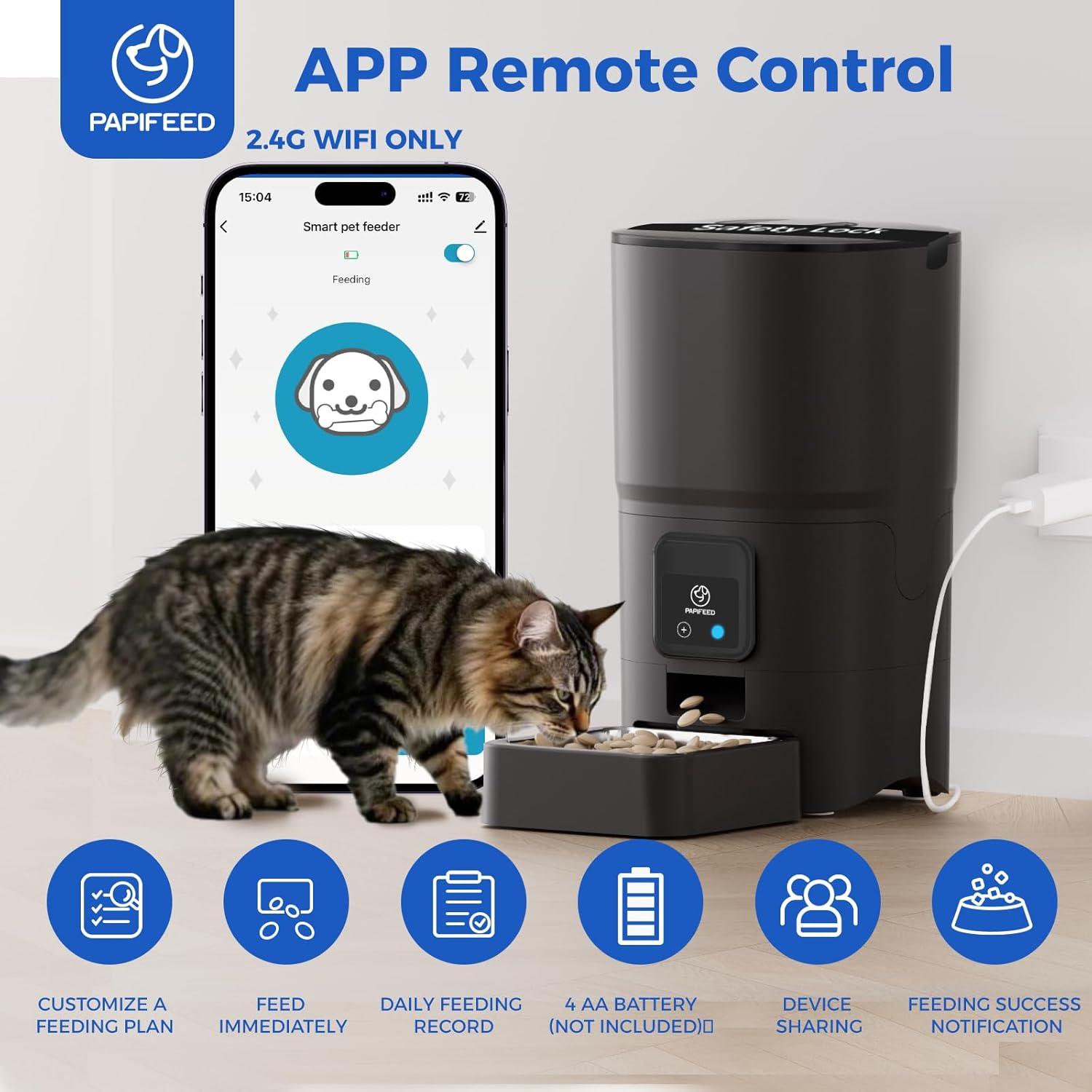 Comedero Automático para Gatos PAPIFEED 6L WiFi Control APP