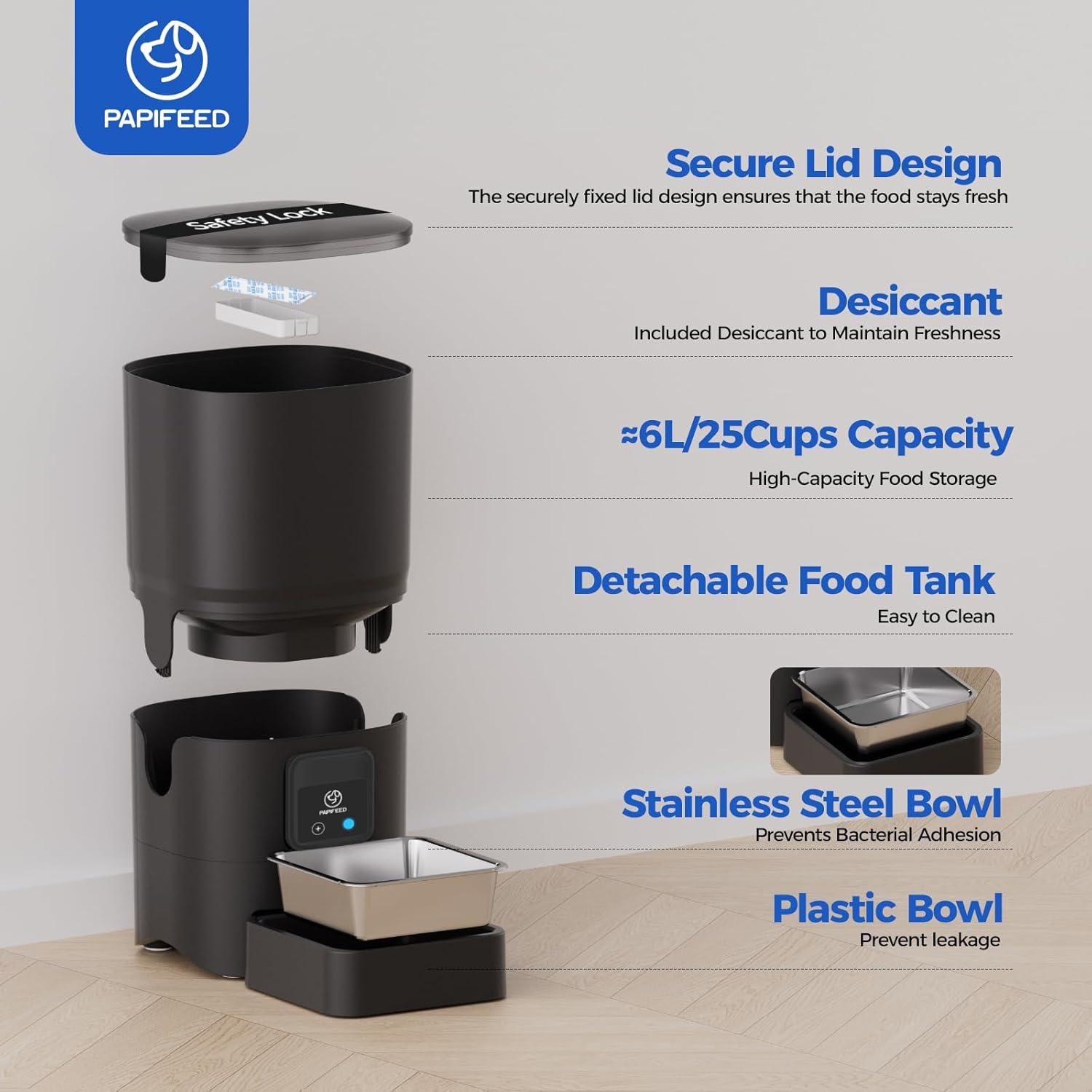 Comedero Automático para Gatos PAPIFEED 6L WiFi Control APP