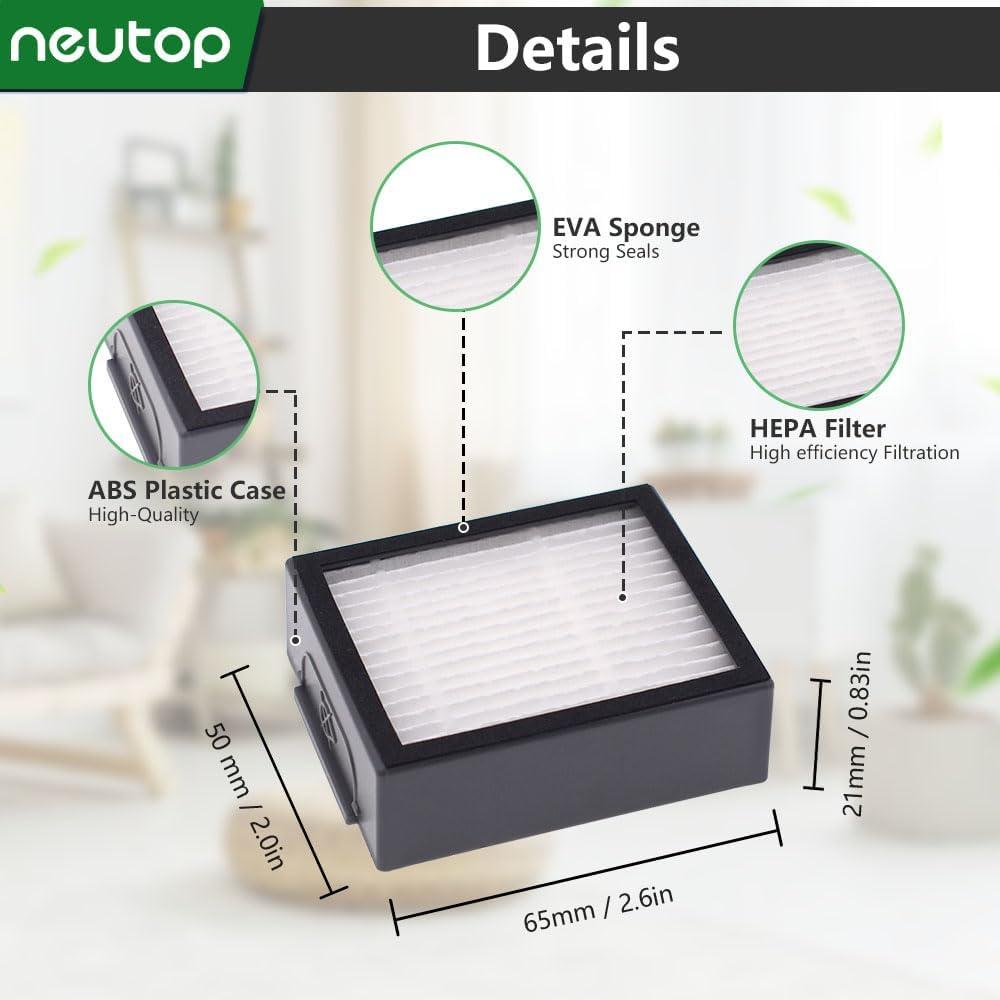 Filtros HEPA Neutop para iRobot Roomba E5 E6 i1 i3 i4 i5 i6 i7 i8 j5 j7 - Paquete de 6