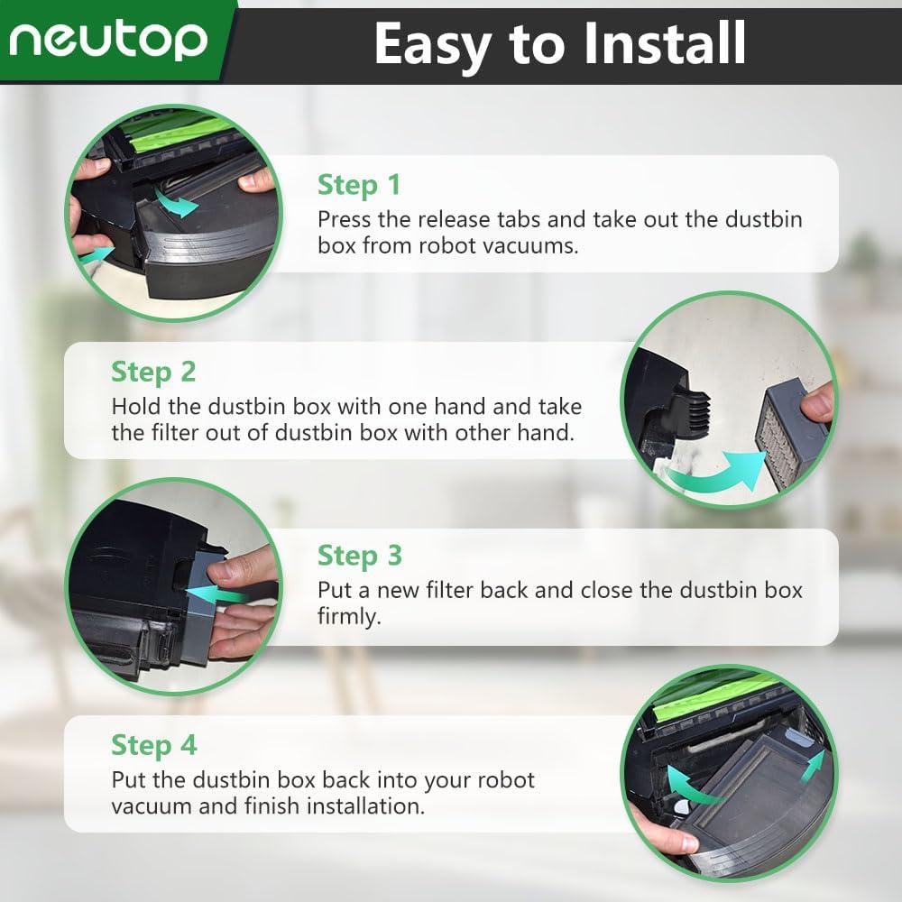 Filtros HEPA Neutop para iRobot Roomba E5 E6 i1 i3 i4 i5 i6 i7 i8 j5 j7 - Paquete de 6