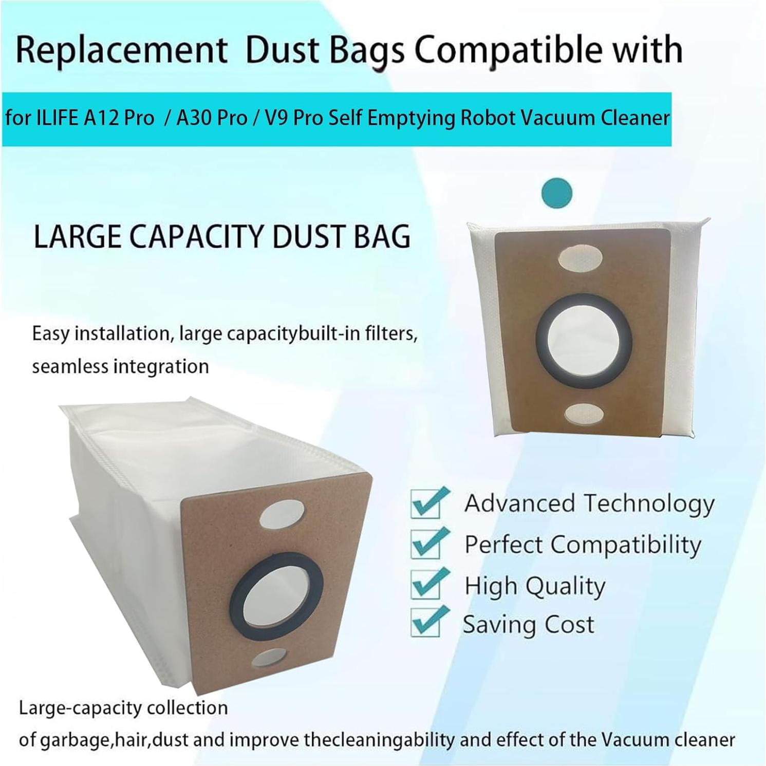 Bolsas de Polvo Reemplazo ILIFE A12 Pro / A30 Pro / V9 Pro - 8 Piezas