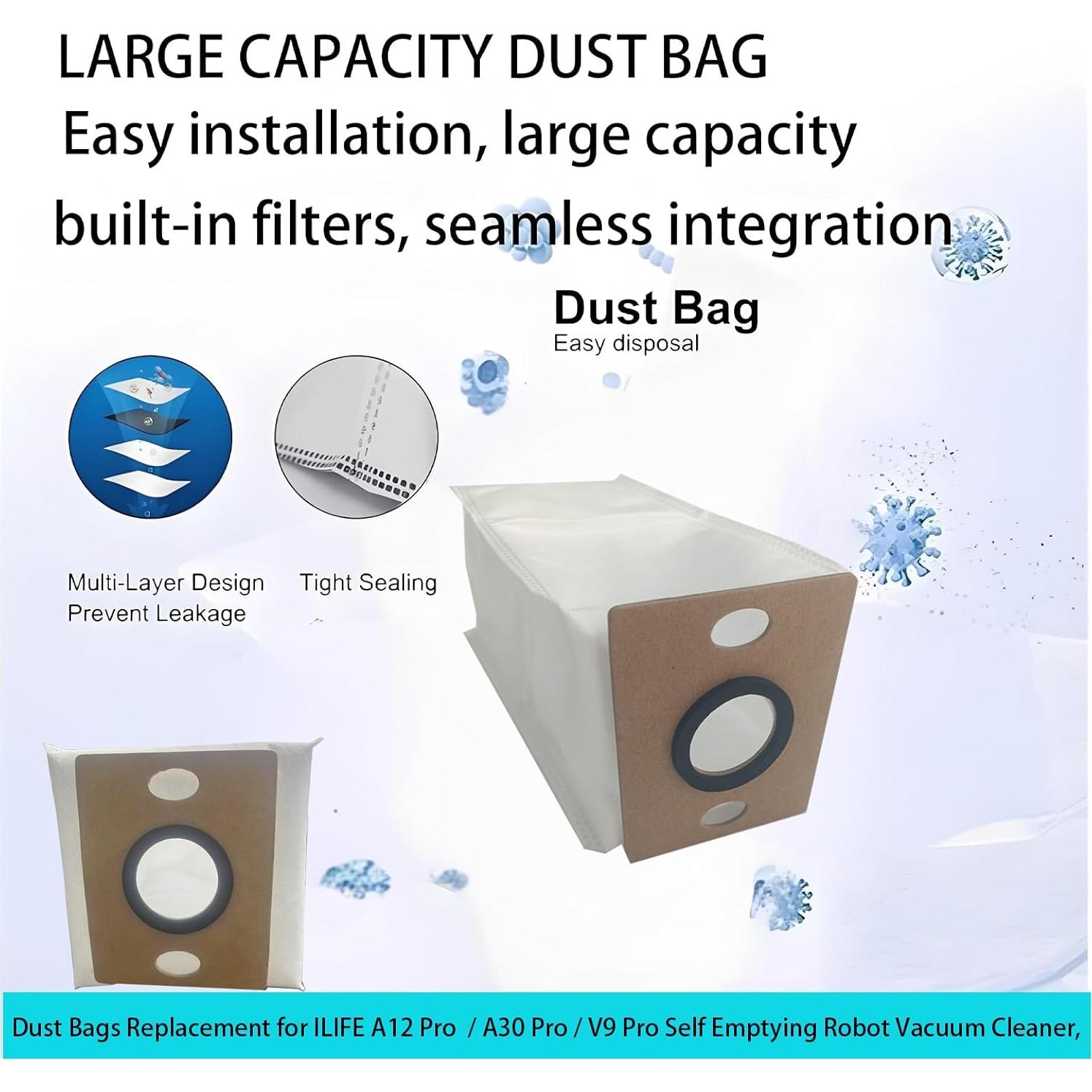Bolsas de Polvo Reemplazo ILIFE A12 Pro / A30 Pro / V9 Pro - 8 Piezas