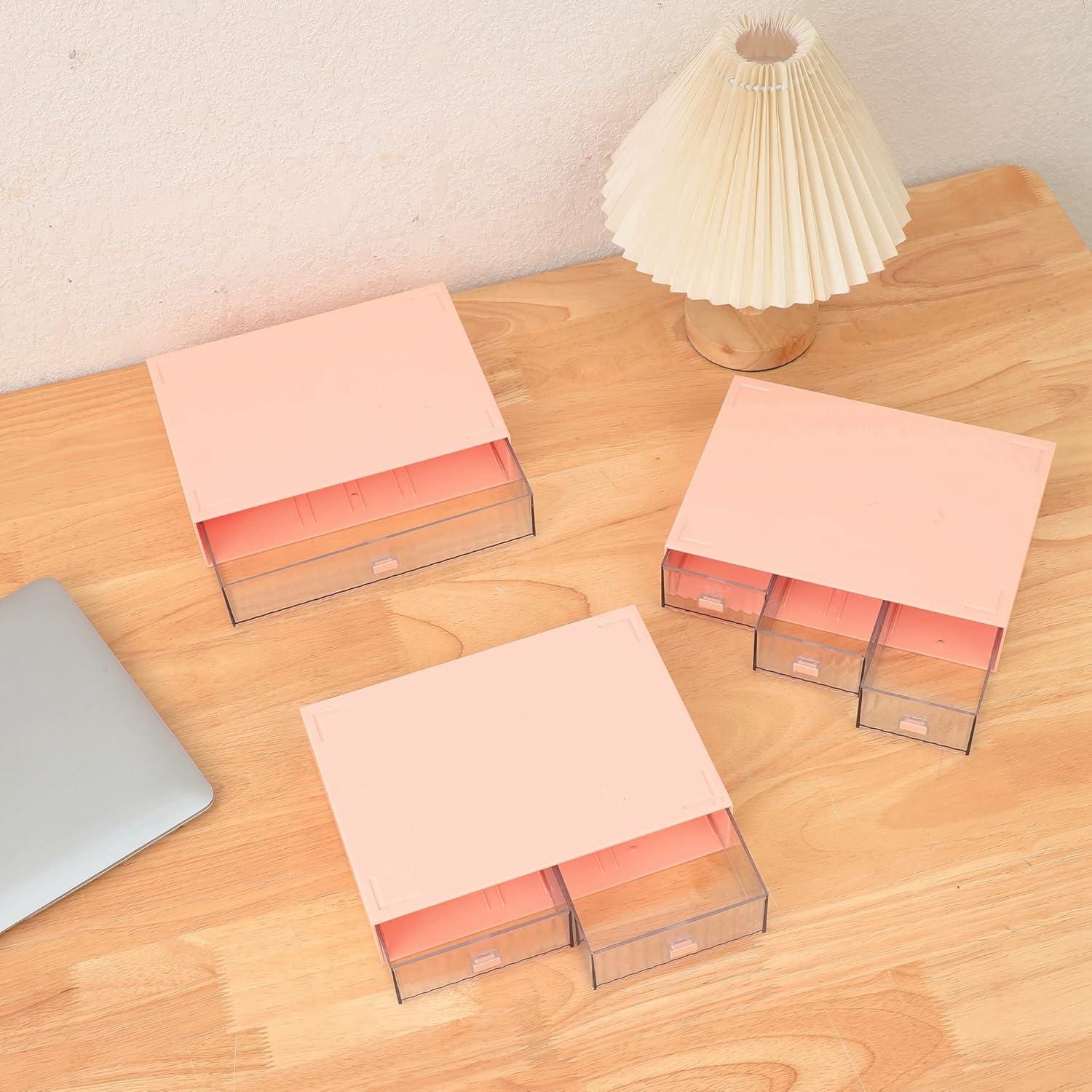 Organizador de Escritorio Ykpoqir Rosa 6 Cajones Apilable