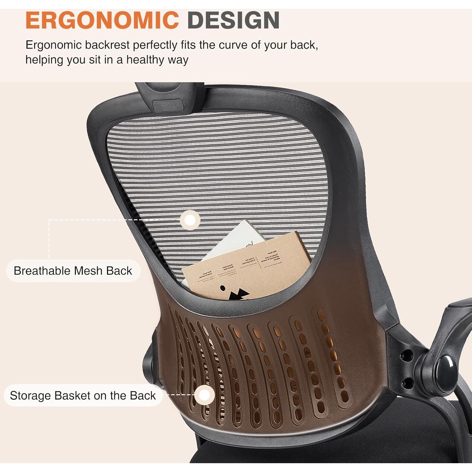 Silla de Oficina Ergonómica Sweetcrispy con Reposacabezas Ajustable