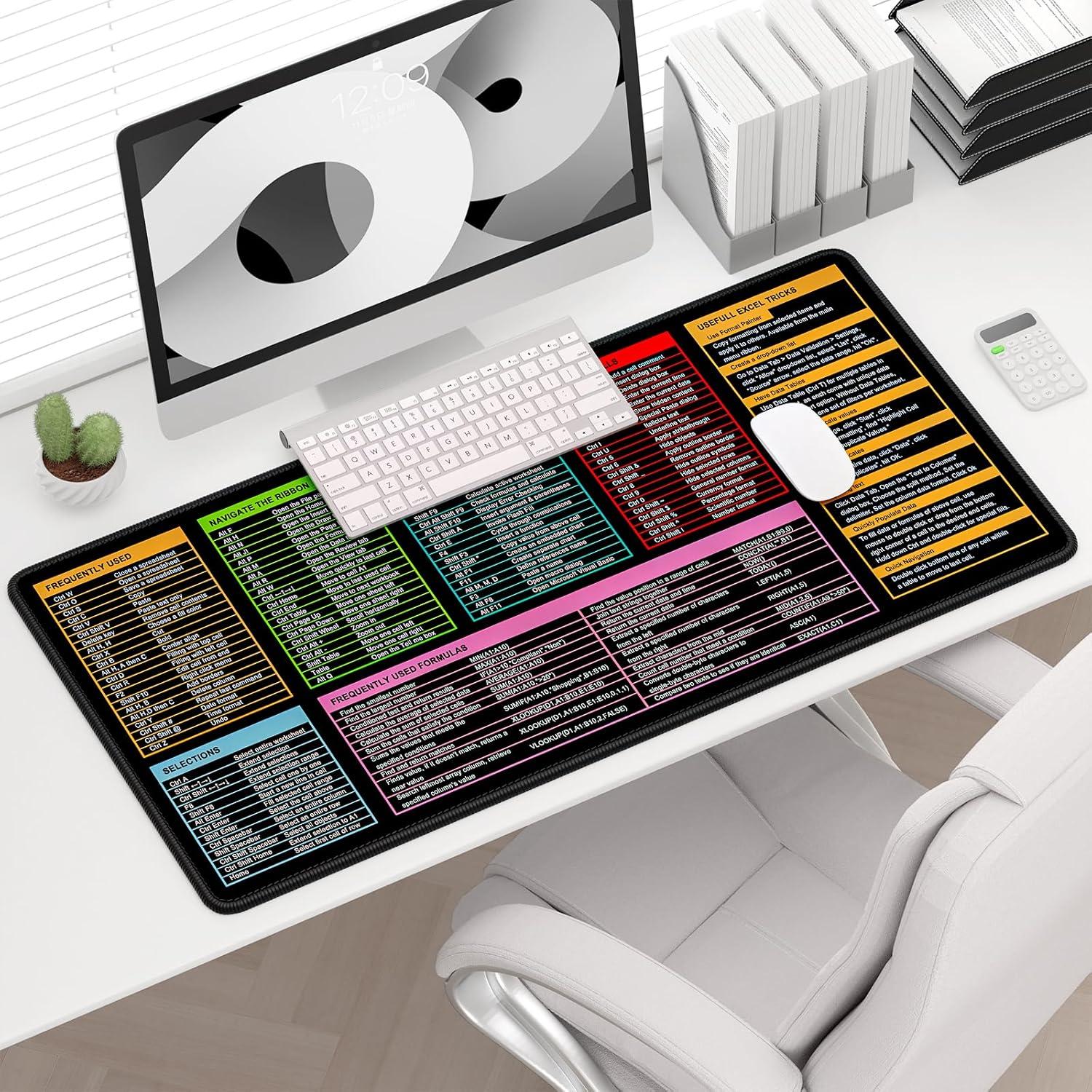 Alfombrilla de Ratón Grande HUAMXE Hoja de Trucos Excel 80x40cm