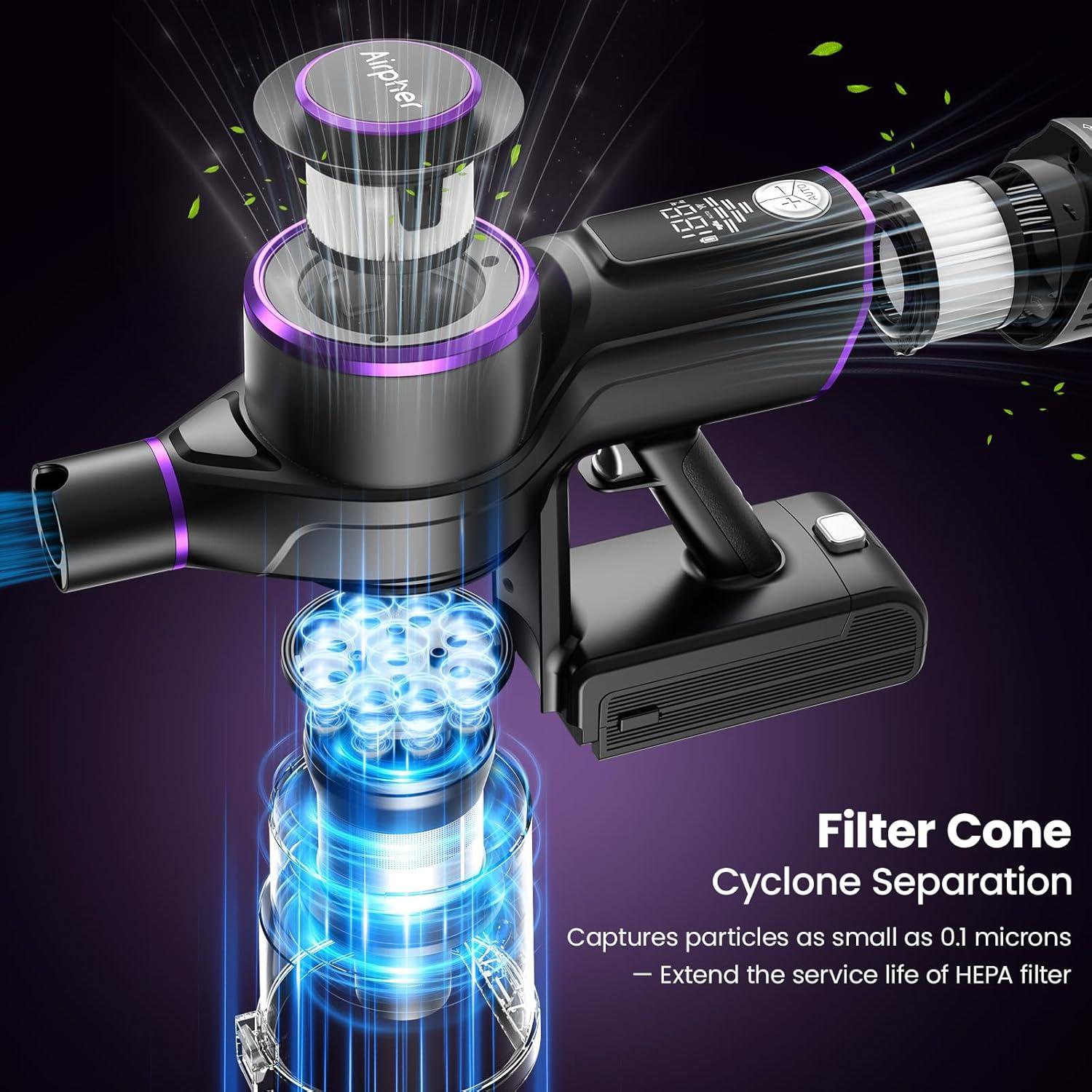 Aspiradora Inalámbrica Airpher K25 600W 65KPA Doble Motor