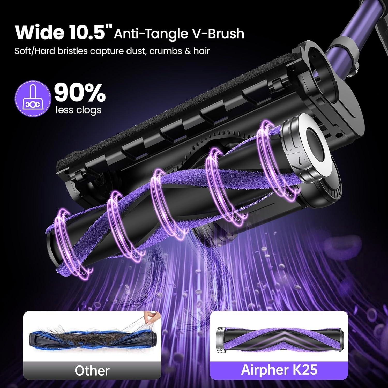 Aspiradora Inalámbrica Airpher K25 600W 65KPA Doble Motor