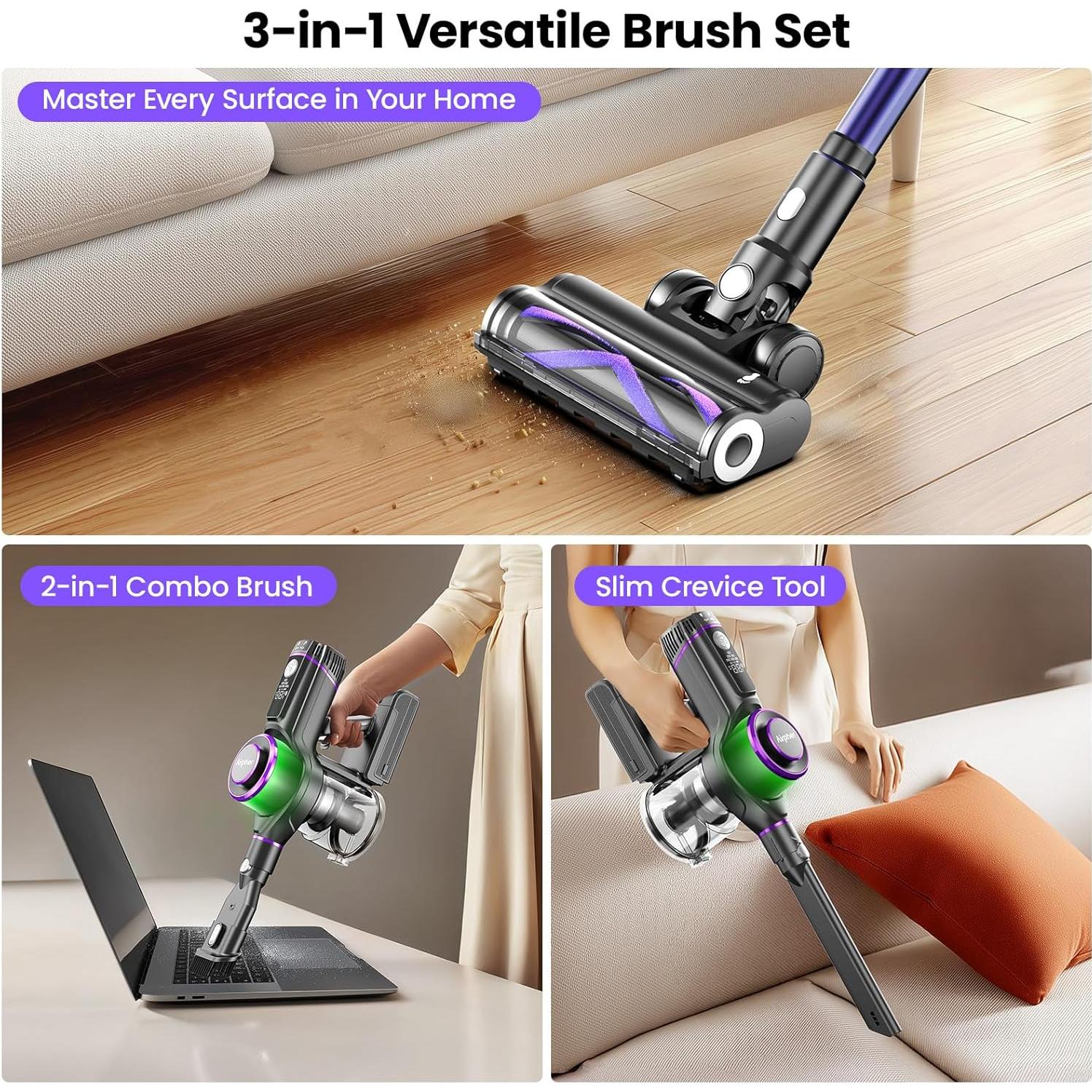 Aspiradora Inalámbrica Airpher K25 600W 65KPA Doble Motor