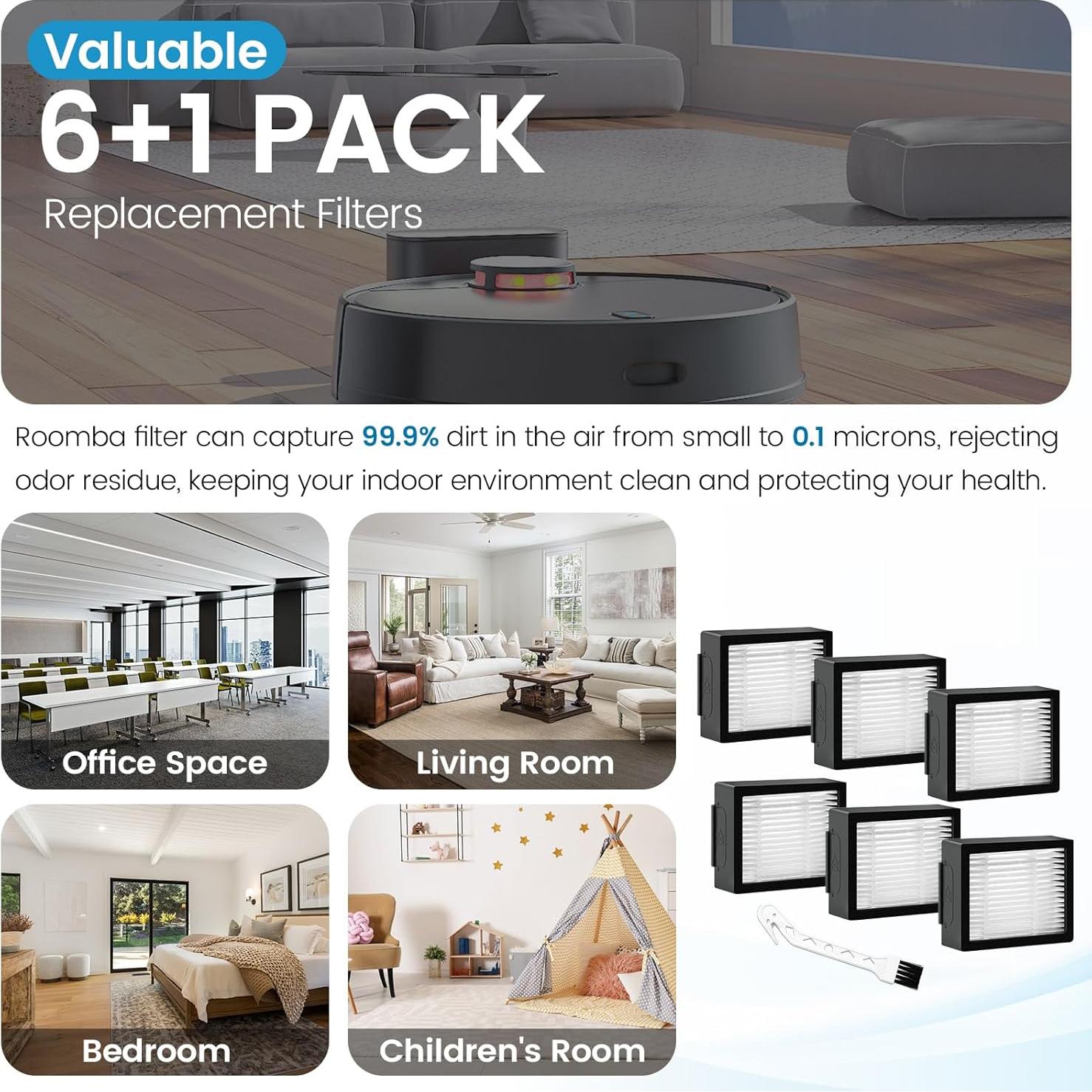 Paquete de 6 Filtros Puxyblue para Roomba i3 i4 i7 E5 E6 E7