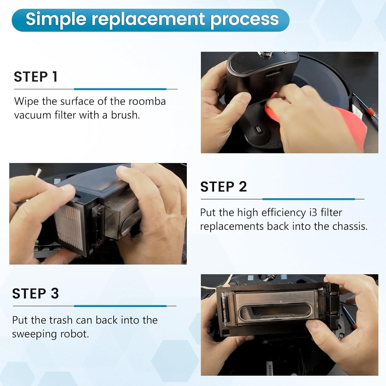 Paquete de 6 Filtros Puxyblue para Roomba i3 i4 i7 E5 E6 E7