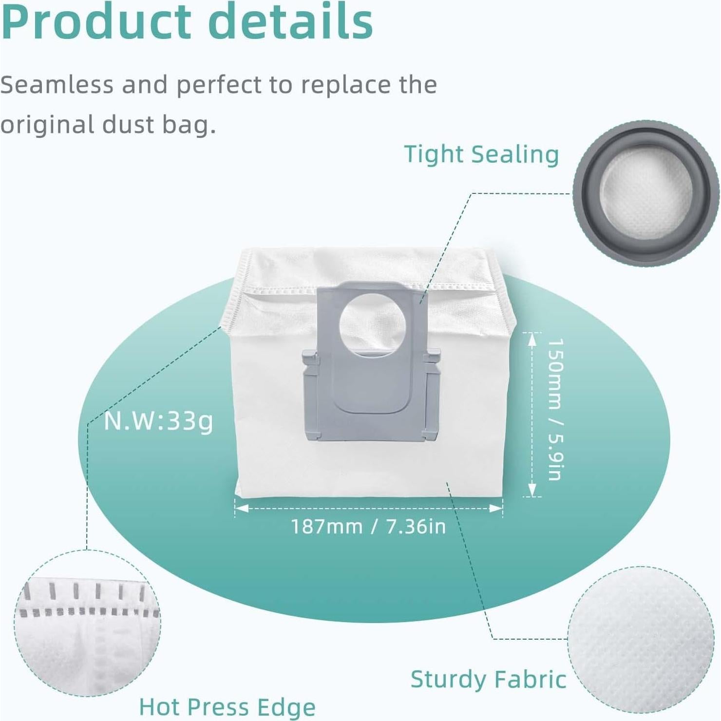 6 Bolsas de Polvo Reemplazo SONGRUI para Roborock 3L