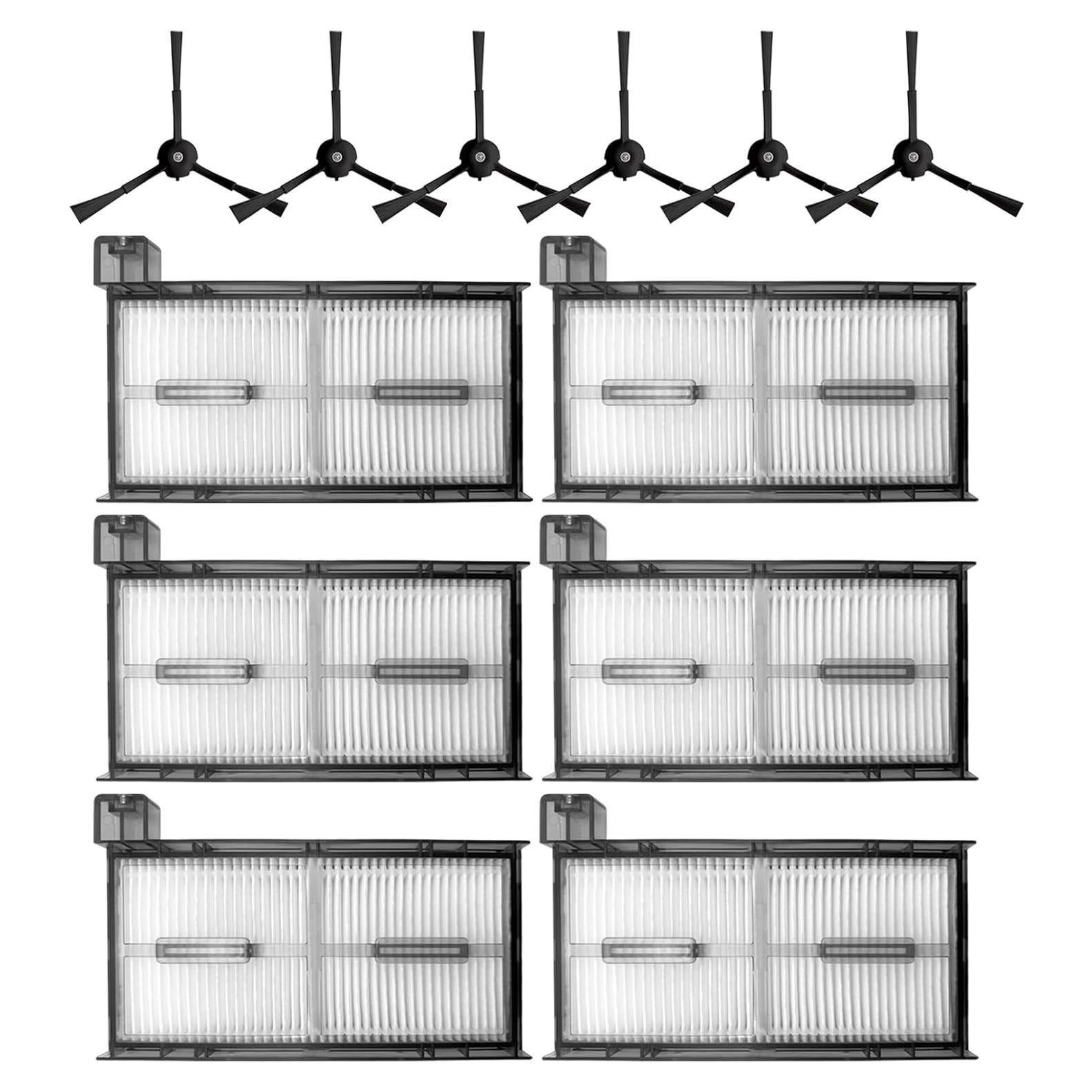 Paquete de 6 Filtros HEPA y 6 Cepillos Laterales eufy X8 Pro