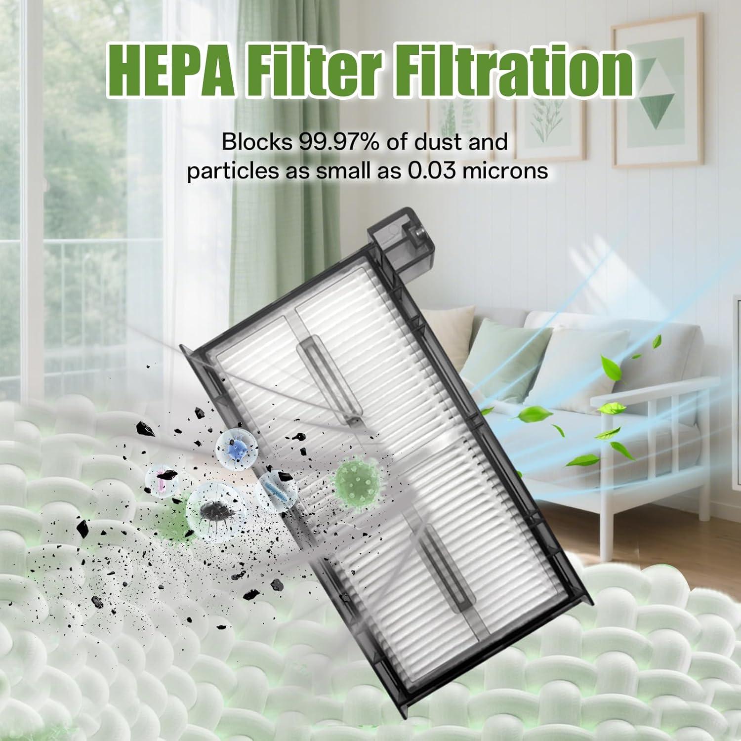 Paquete de 6 Filtros HEPA y 6 Cepillos Laterales eufy X8 Pro