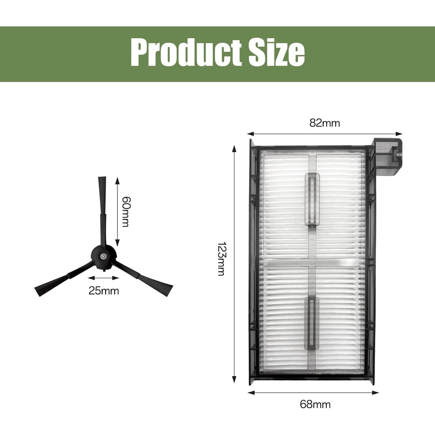 Paquete de 6 Filtros HEPA y 6 Cepillos Laterales eufy X8 Pro