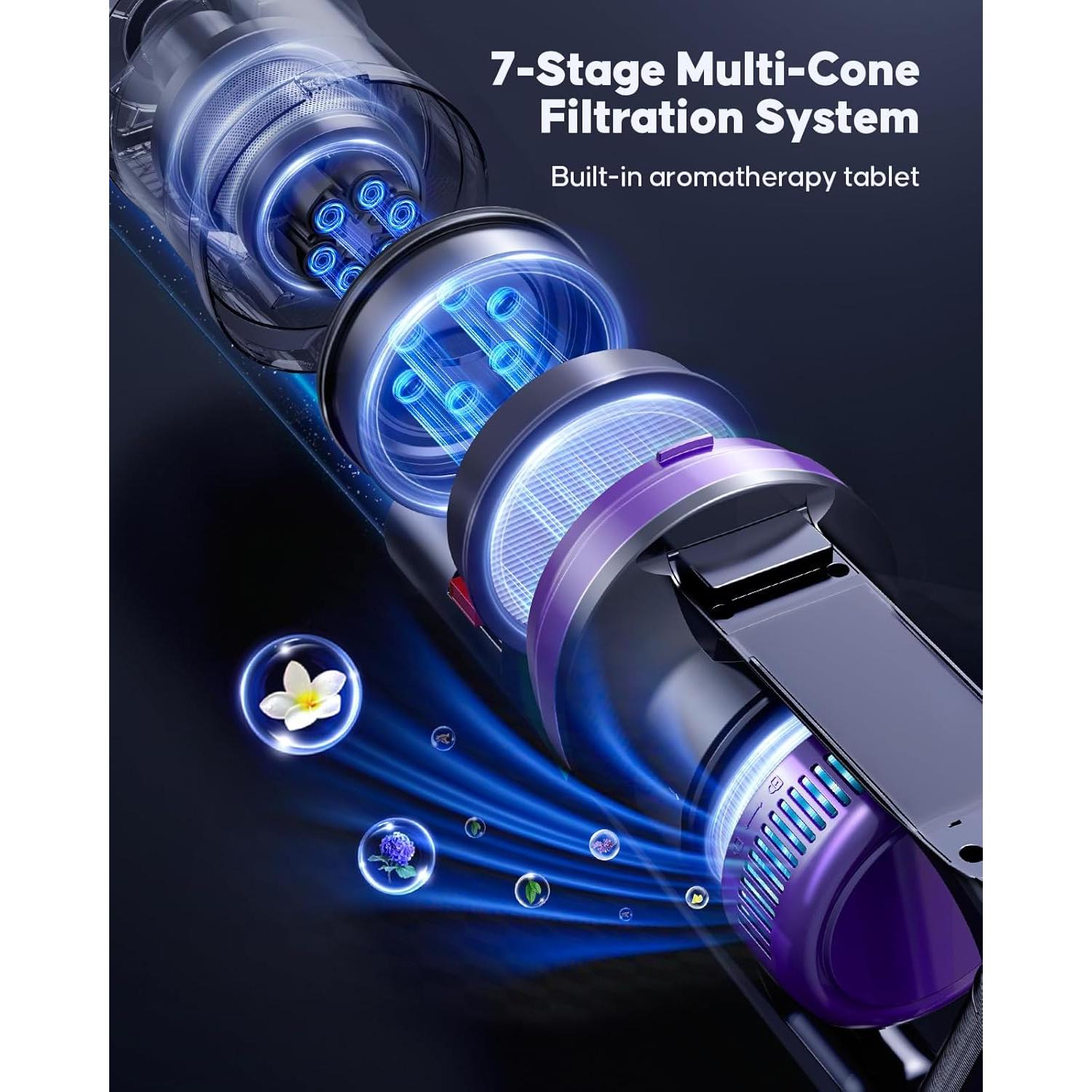 Aspiradora Inalámbrica Powerffy Knight 10, 600W, 65 Min, HEPA