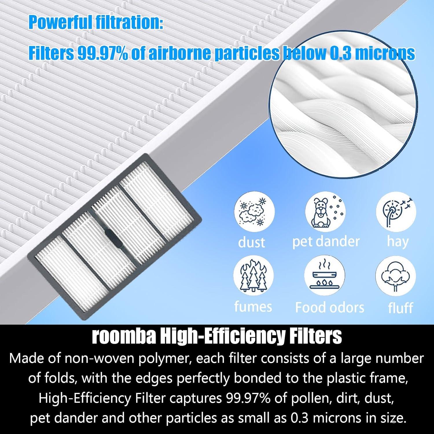 Kit de Repuesto para Aspiradora Roomba S9 - 8 Filtros HEPA, 2 Cepillos de Goma, 8 Cepillos Laterales