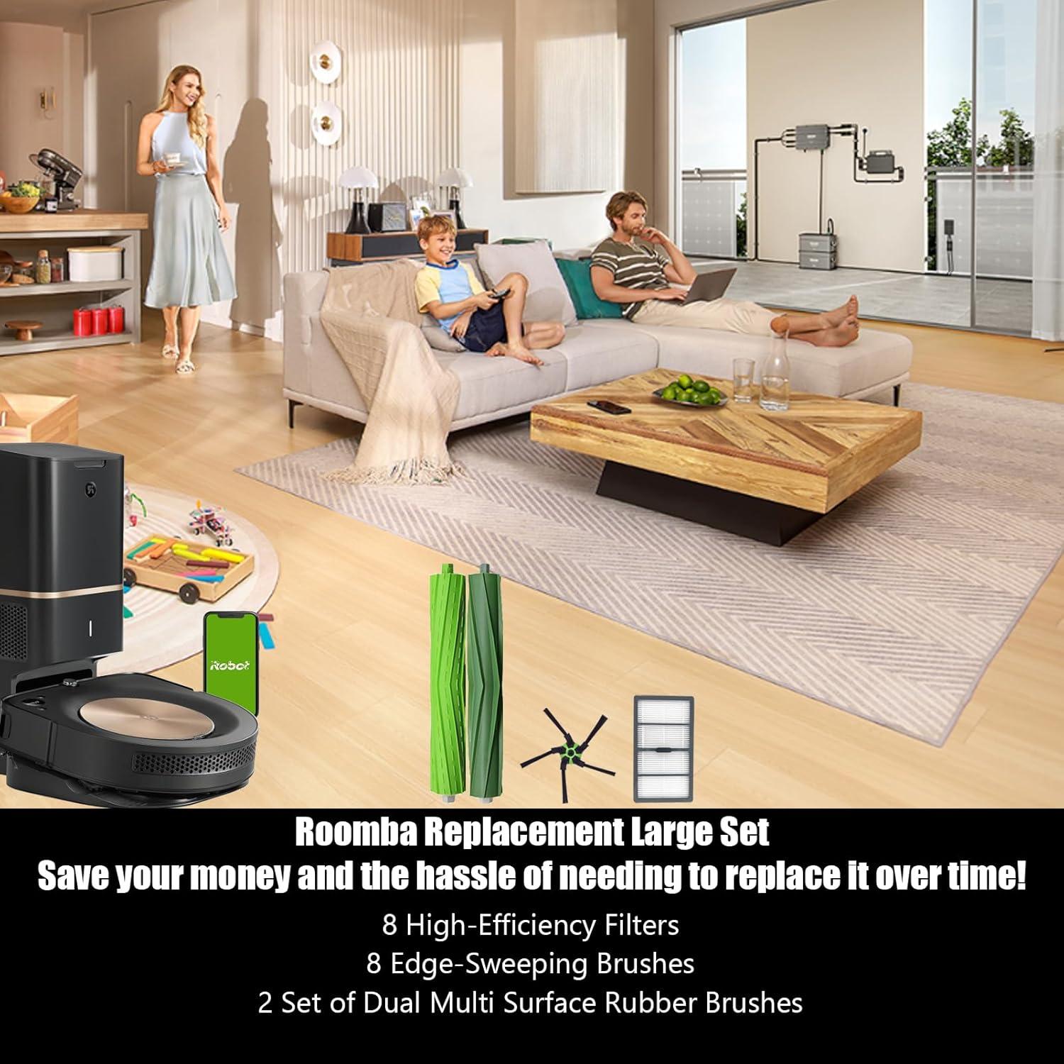 Kit de Repuesto para Aspiradora Roomba S9 - 8 Filtros HEPA, 2 Cepillos de Goma, 8 Cepillos Laterales