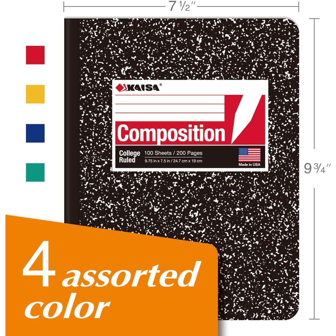 Cuadernos de Composición KAISA 100 Hojas Universitario 24.8x19.1cm