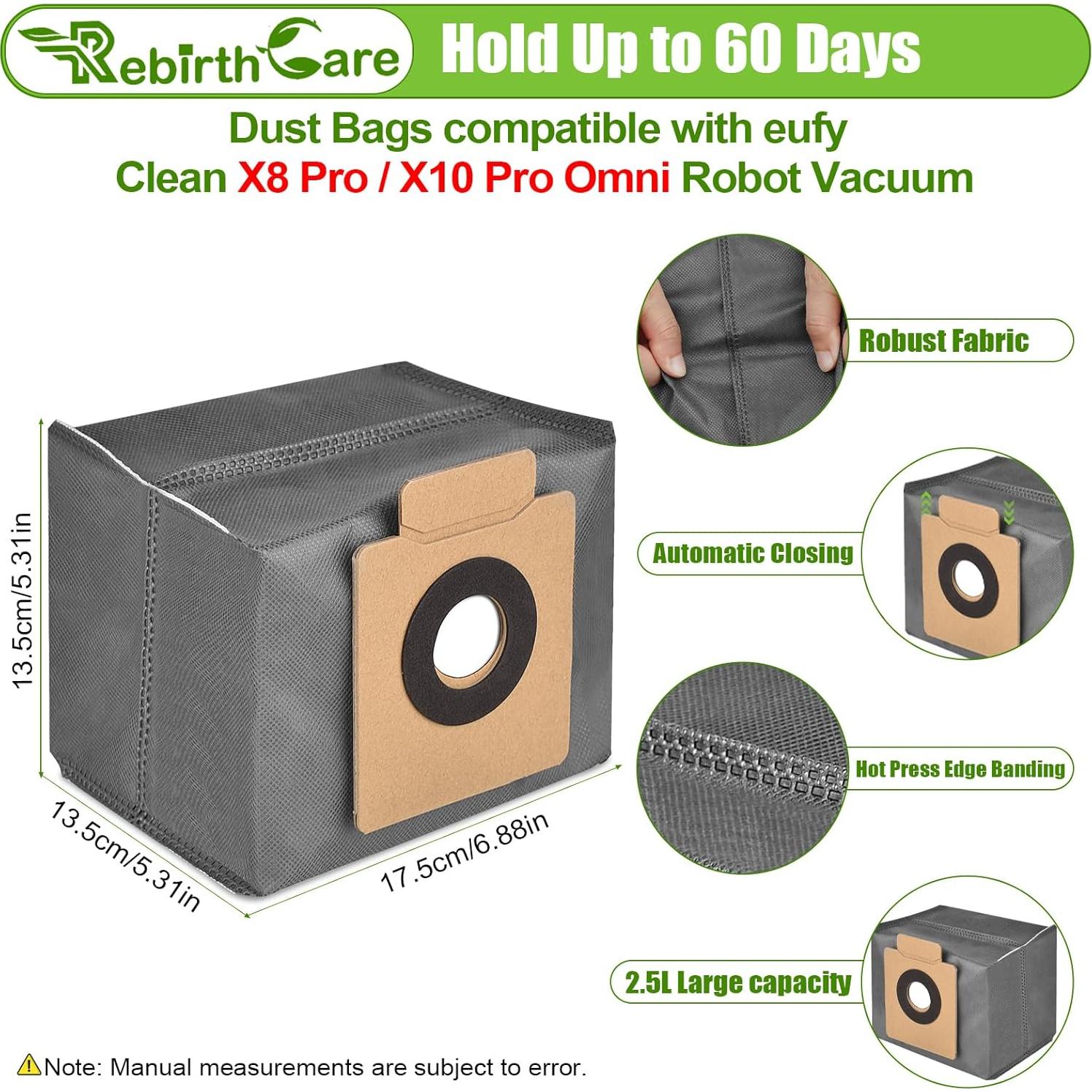 Bolsa de Polvo Rebirthcare Compatible Eufy X8 Pro 12 Unidades