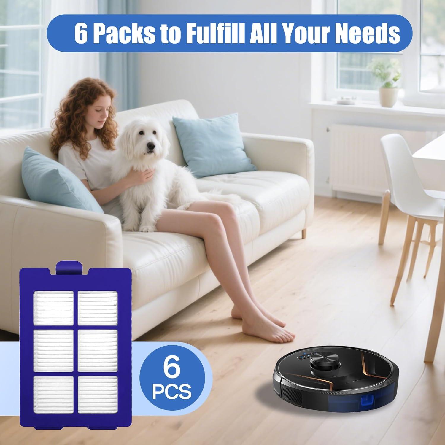 Paquete de 6 Filtros HEPA Eufy RoboVac X8/X8 Hybrid - Reutilizables