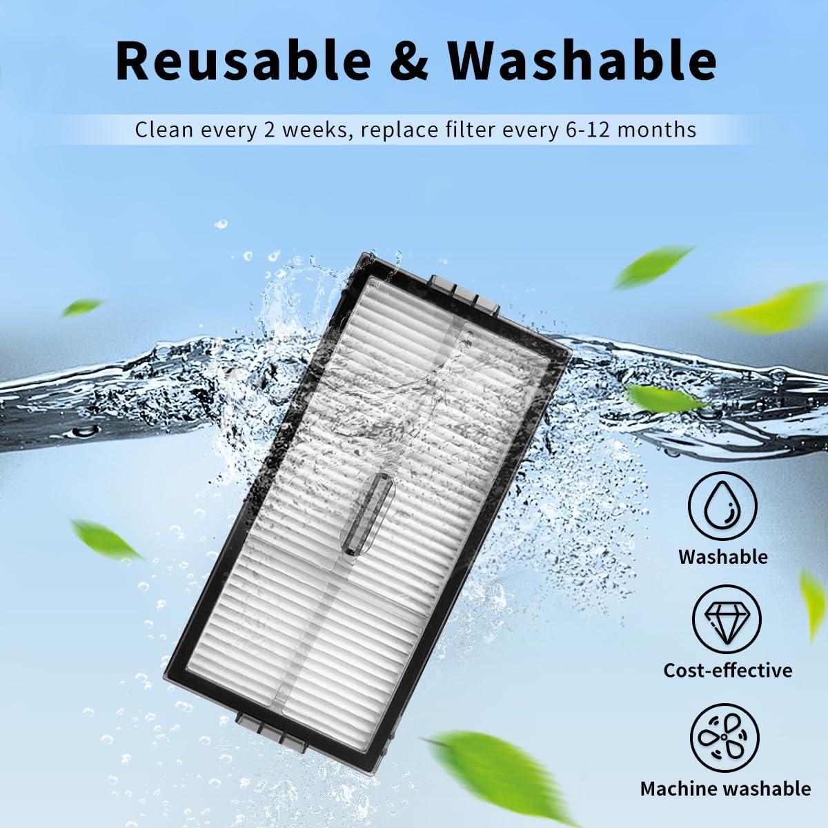 Filtro HEPA Lavable RGkuti para Aspiradoras Roborock Saros 10R x4